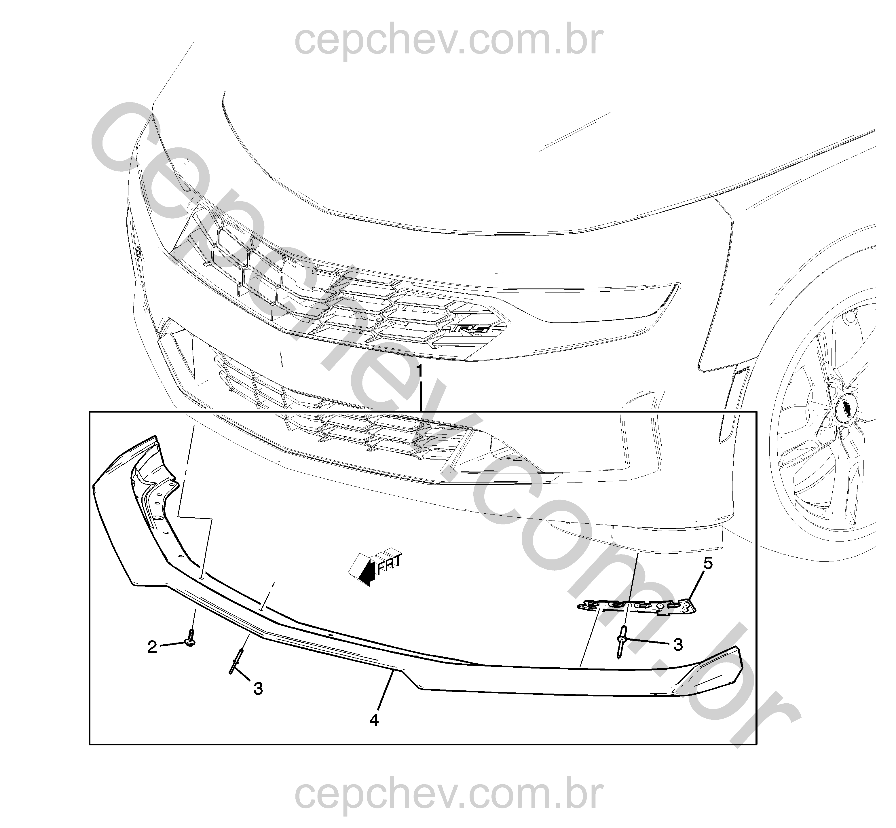 Pacote de extensão e cobertura para-choque dianteiro (2019–2024)