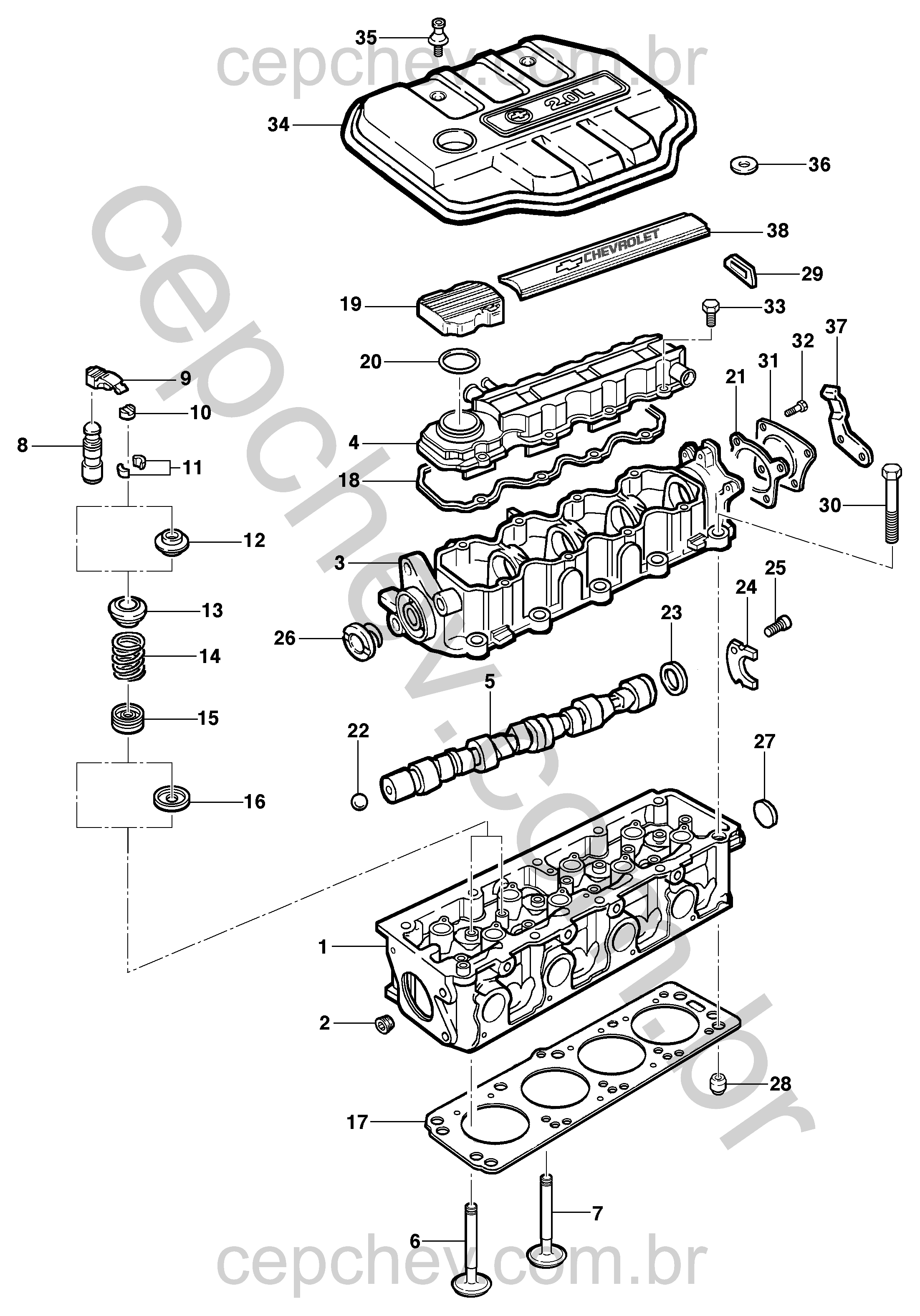 Cabeçote do motor 8V