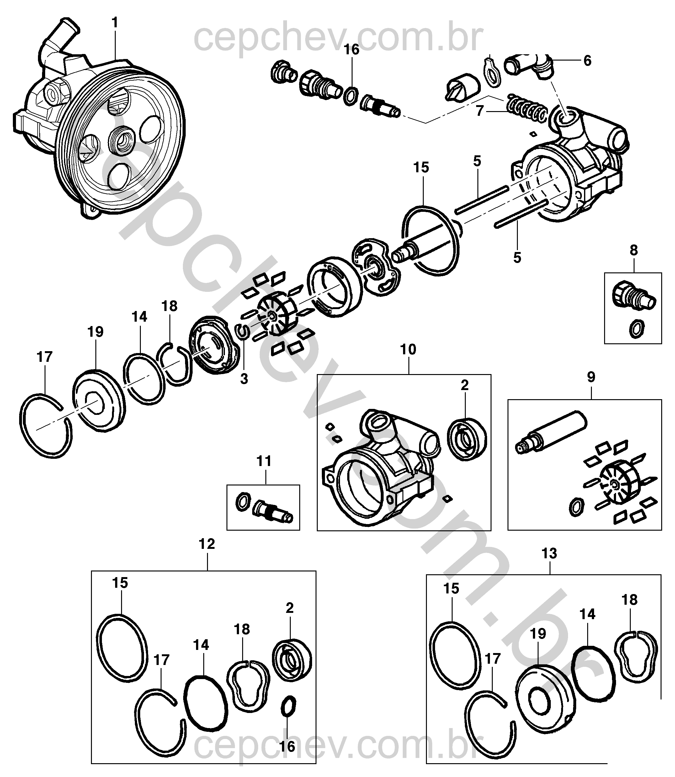 Conjunto bomba direção hidráulica (N40) (2010) CG, CH, CJ48