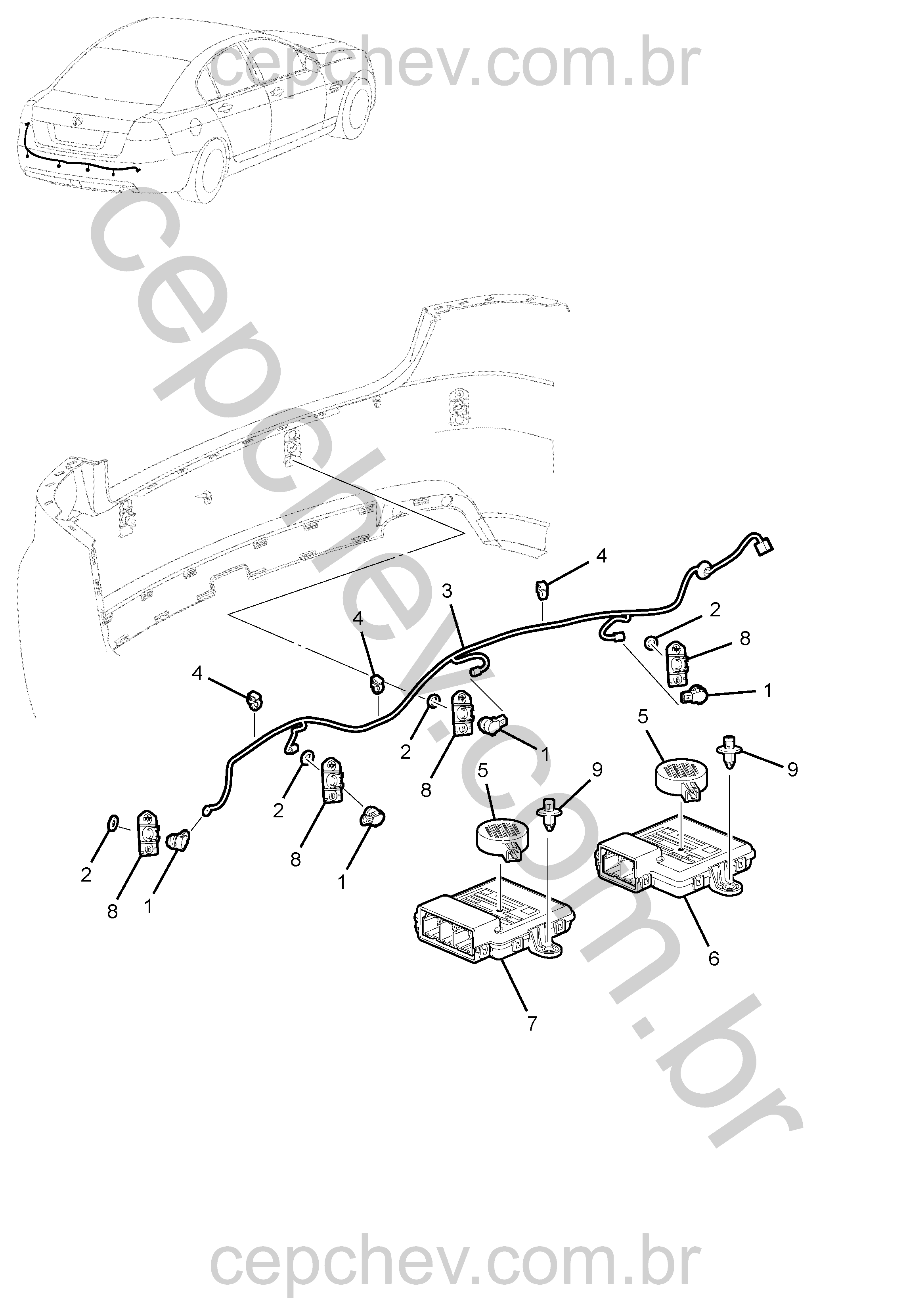 Sensor de ré e módulo de assistência ao estacionamento (UD7)