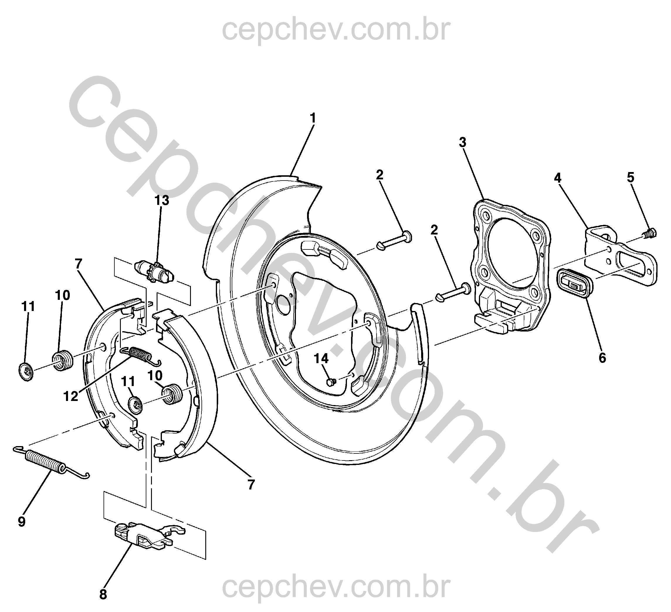 Conjunto de freio de mão traseiro (2011–2017) LF, LR26 completo e original
