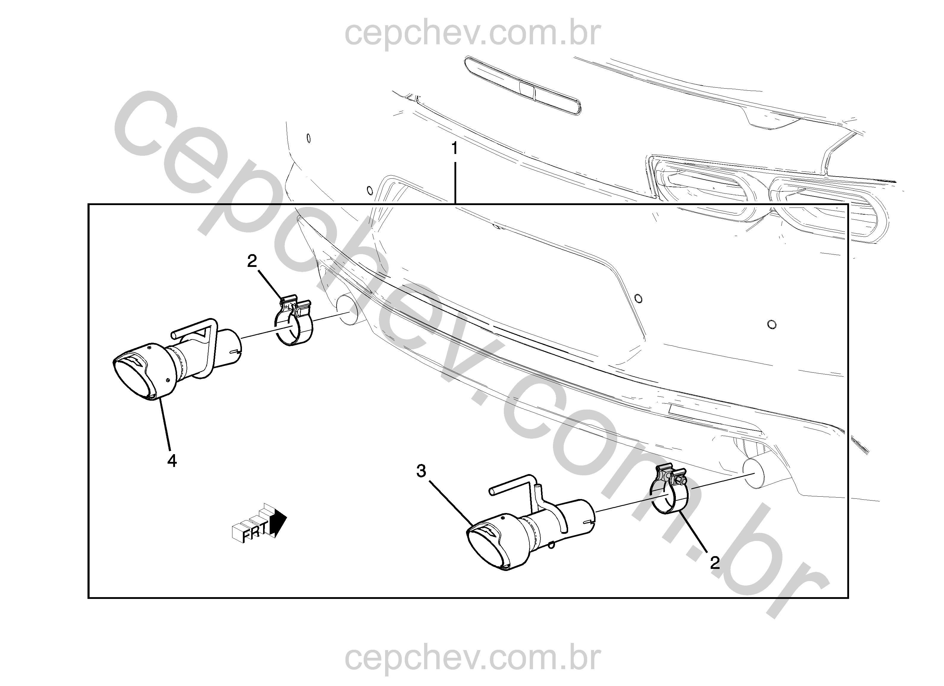 Tubulação e extensão do escapamento com braçadeira e tubo traseiro (1)