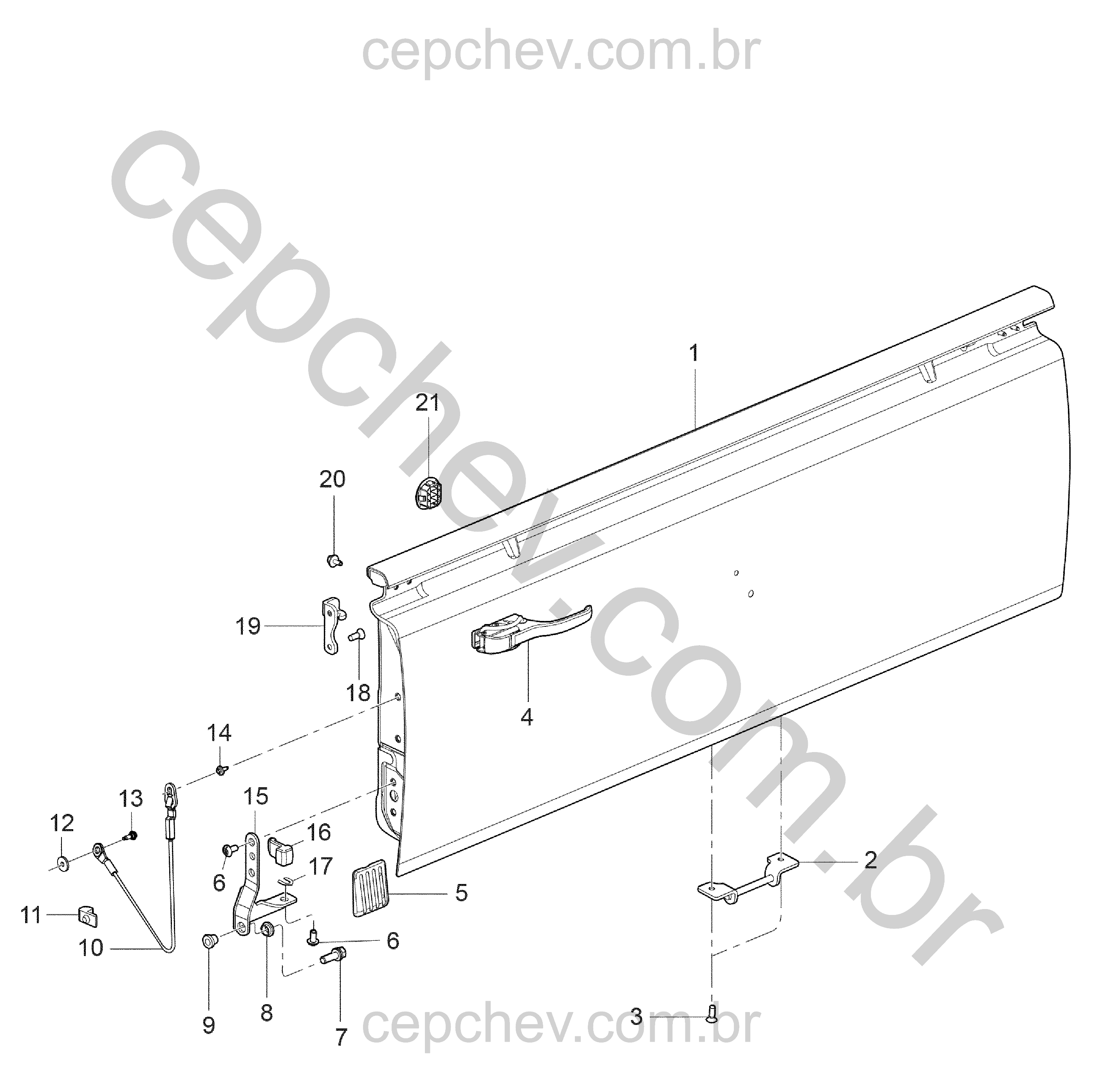 Carroceria traseira e porta traseira cabine comum (2016–2024) 2L03
