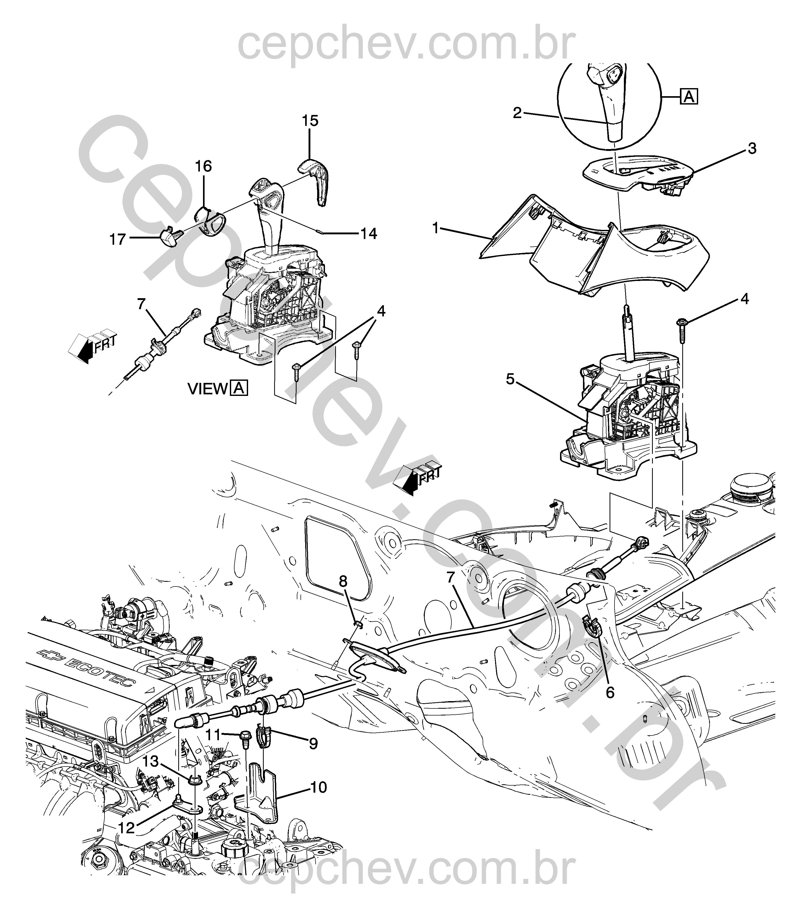 Controle e alavanca da transmissão automática (2012)