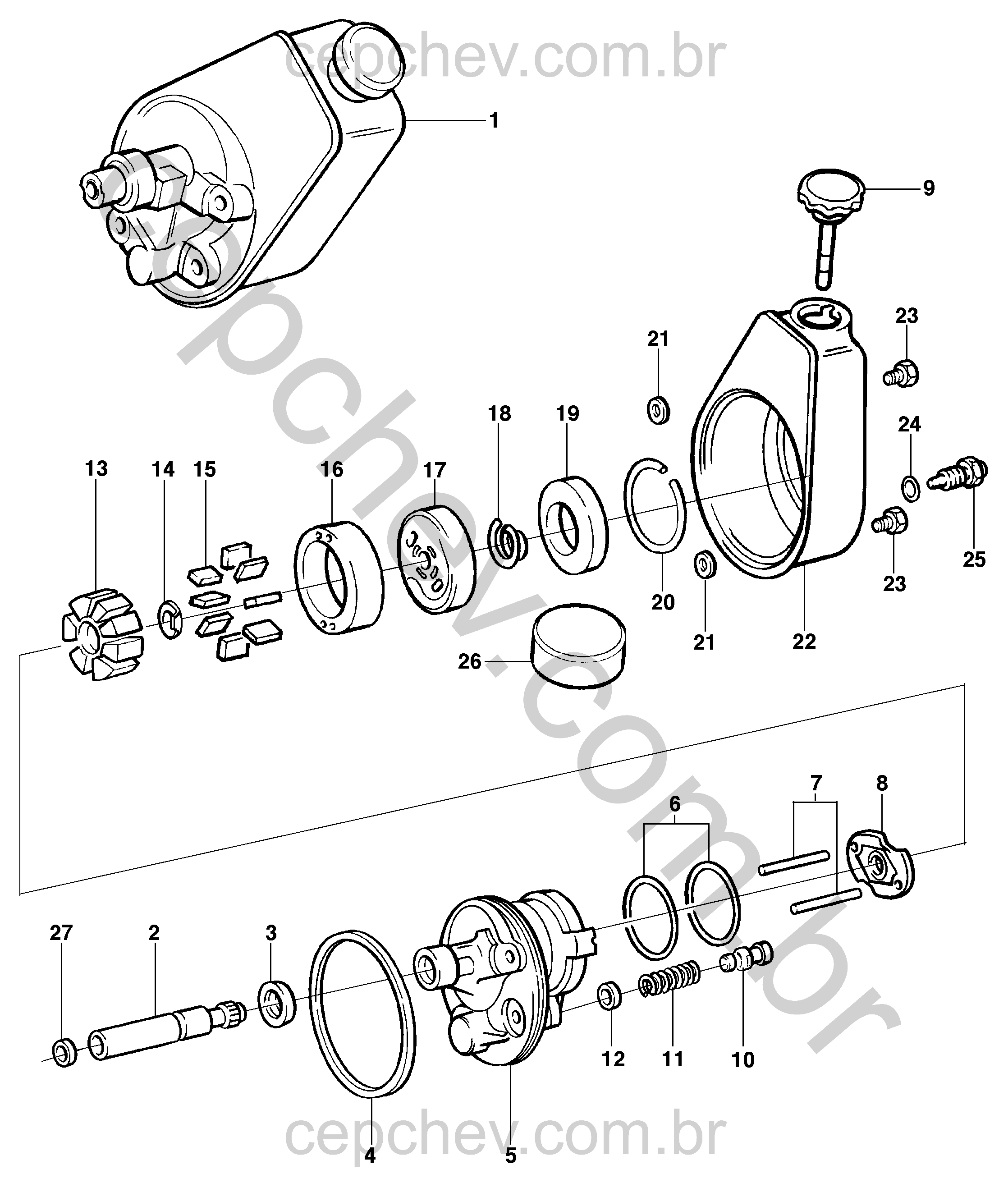 Componentes da bomba da direção hidráulica motor gasolina L35/LG3/LW9