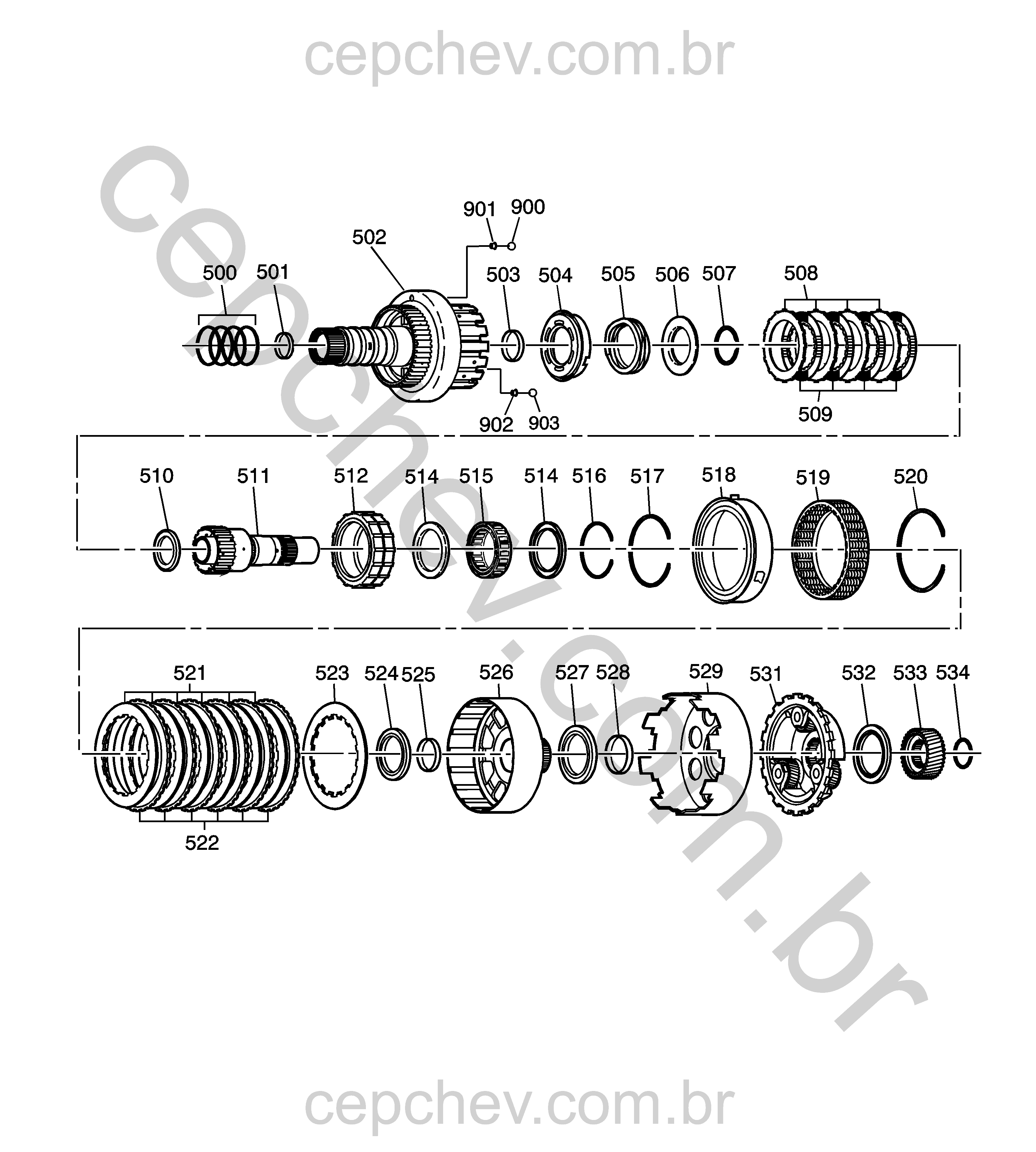 Transmissão automática 4T45-E com embreagem ponto morto e direta