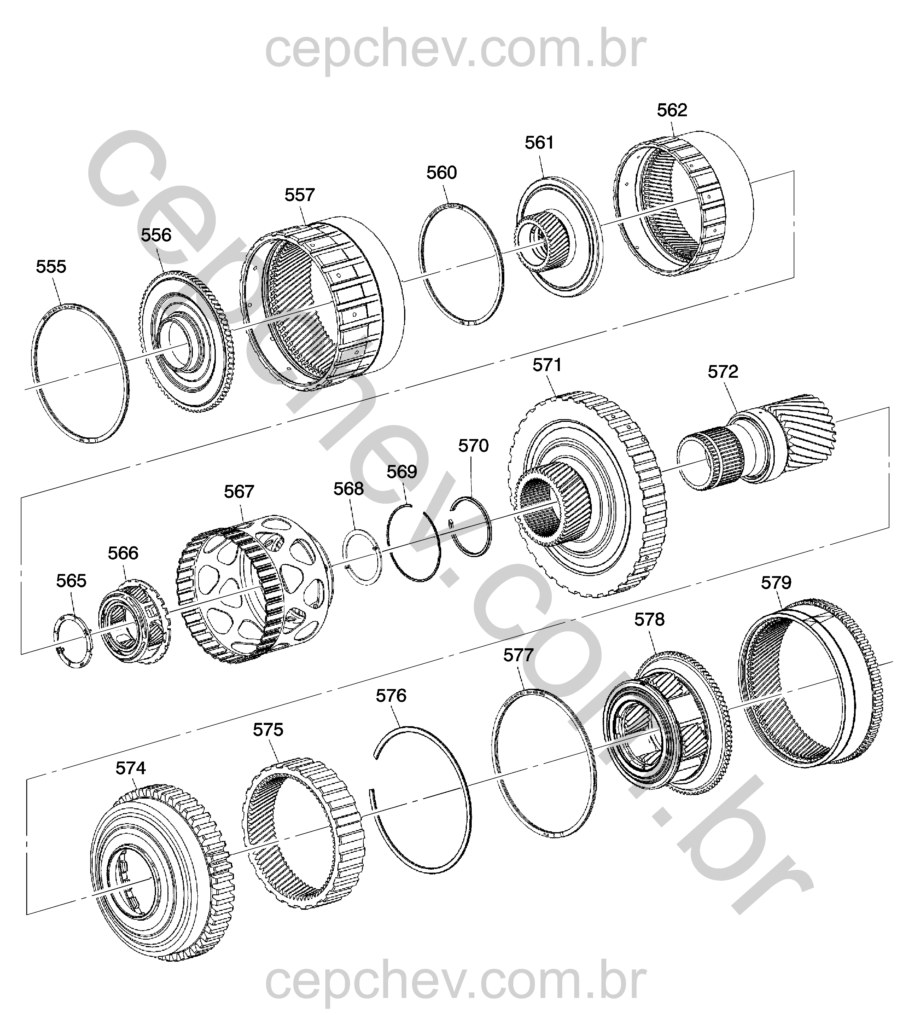 Transmissão automática (M5U/8L90) conjunto transportador e engrenagens internas