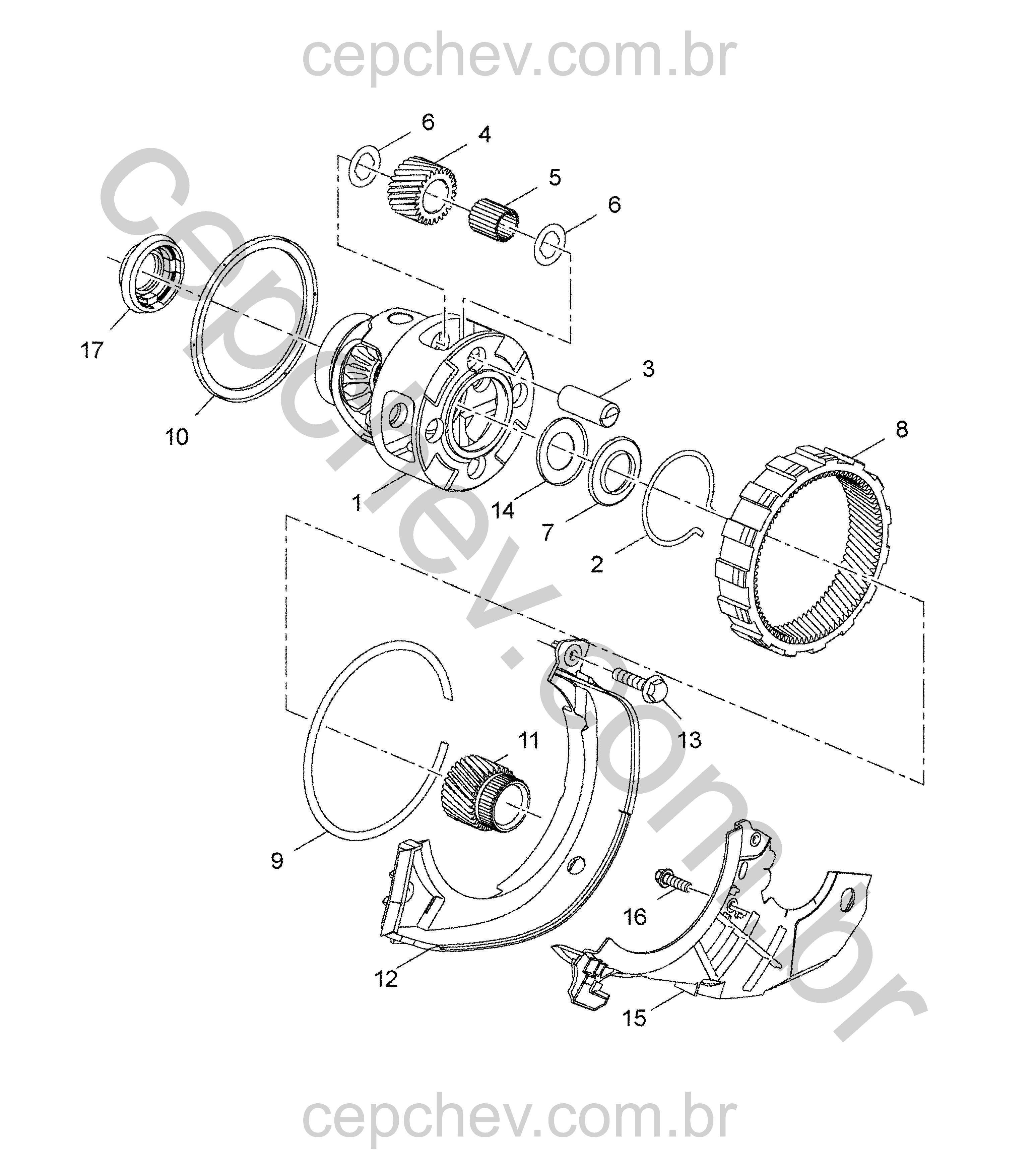 Transmissão automática com suporte e diferencial dianteiro completo