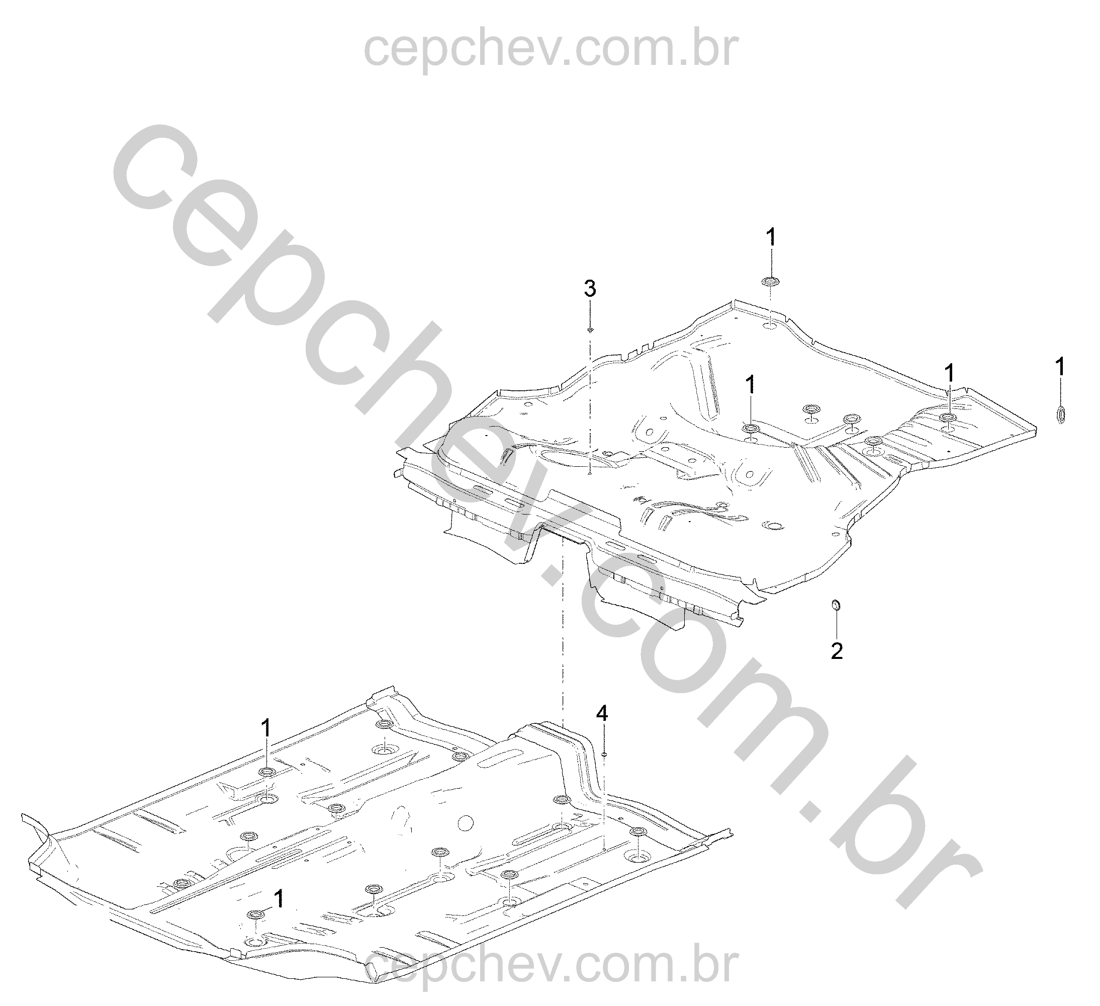 Isolador de carroceria e bujões para painel e caixa de roda (2011–2017)