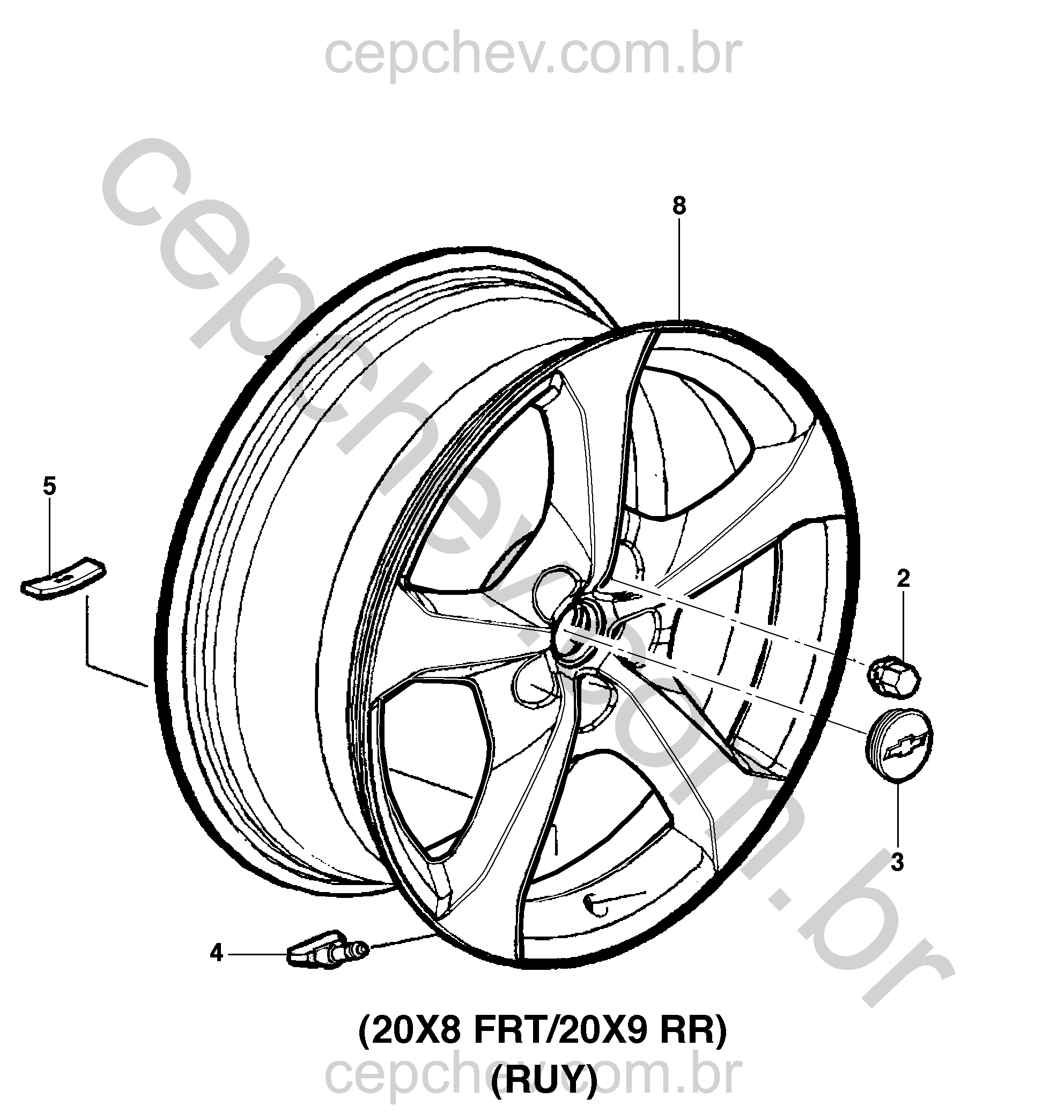 Rodas dianteira e traseira (2013–2015) com sensor e acessórios completos