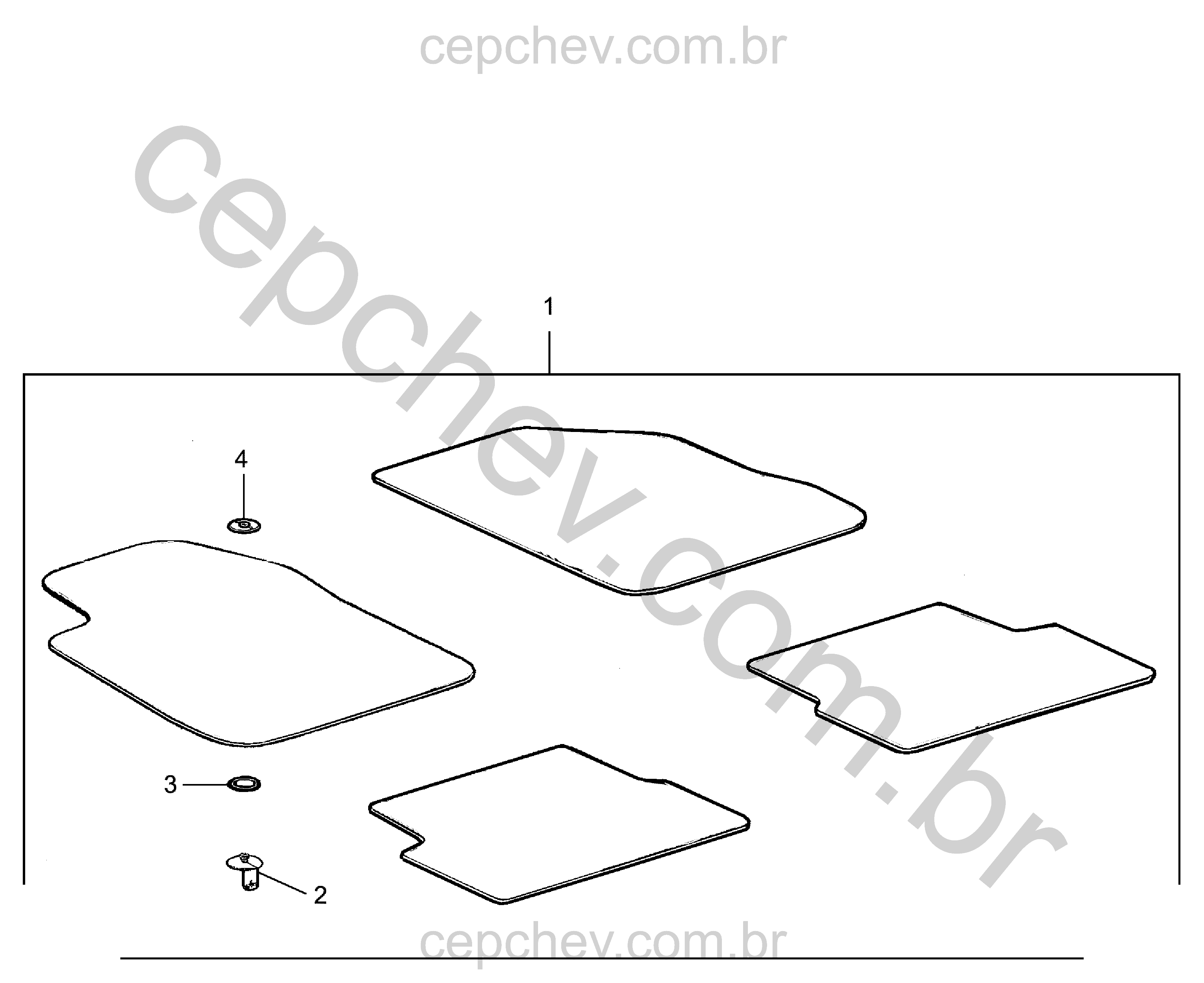 Pacote de tapetes e acessórios para assoalho em carpete e PVC