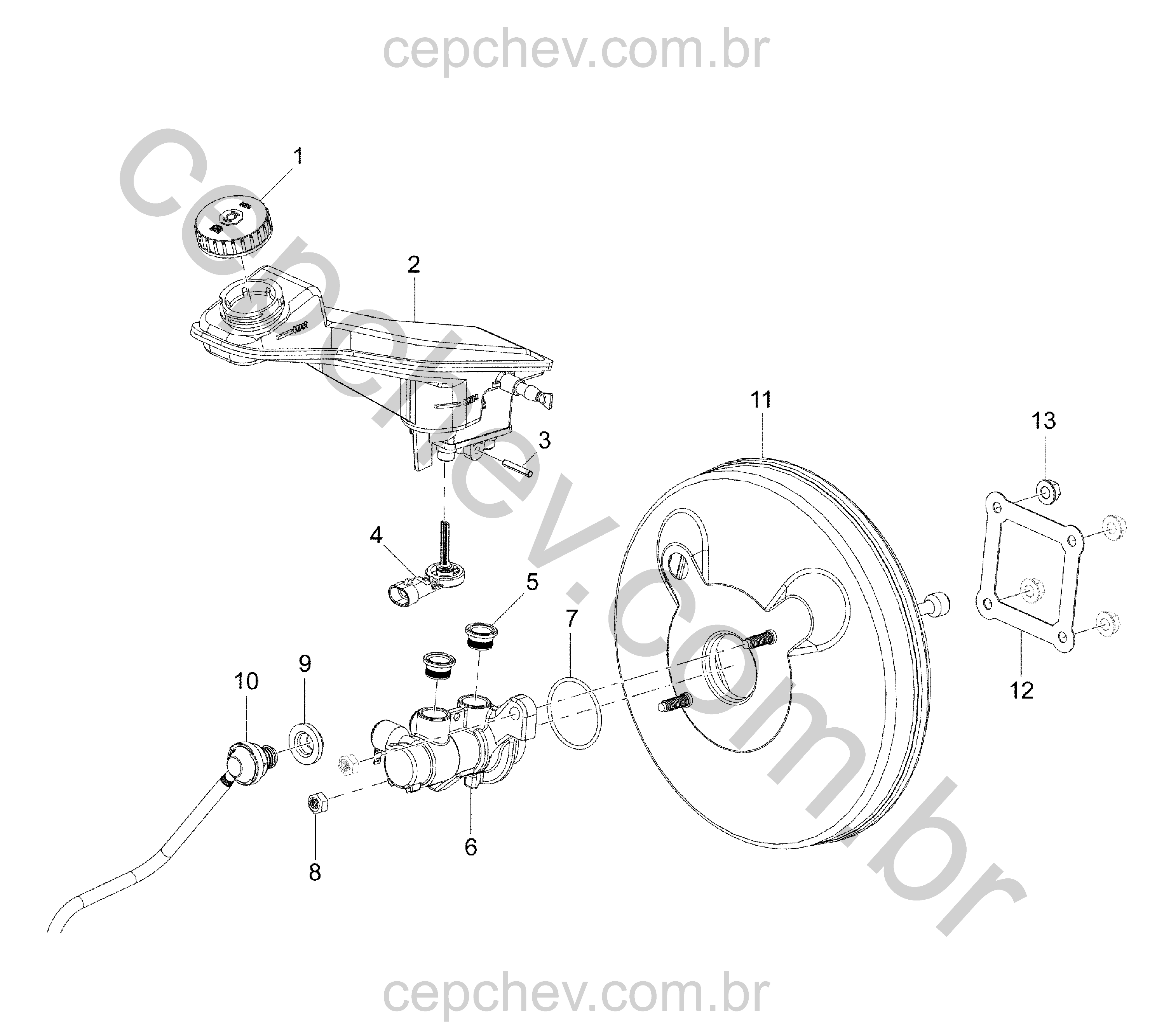 Servomotor e cilindro mestre do freio (2017–2020)