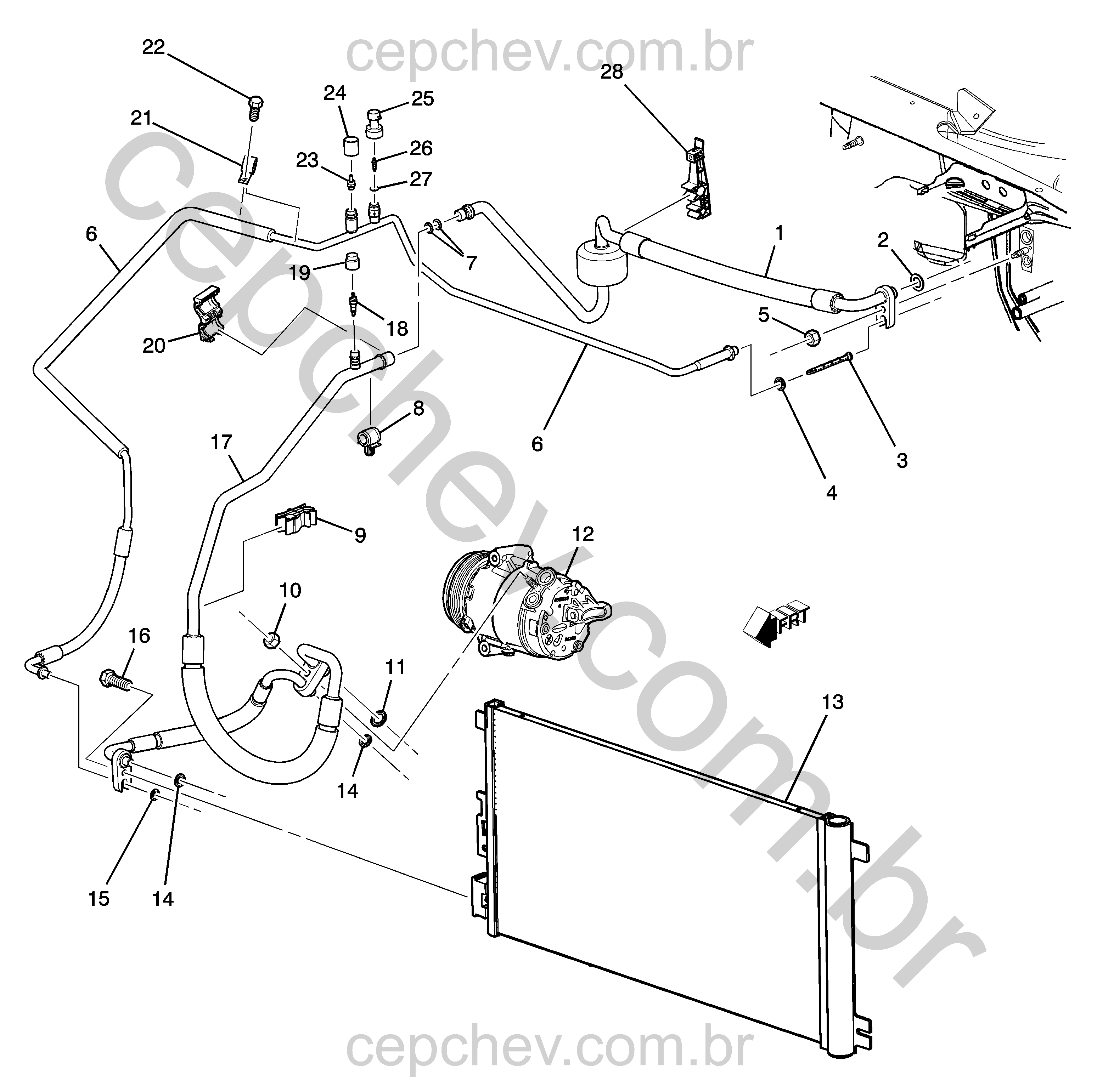Sistema de refrigeração do ar-condicionado (LE9/2.4V) (2010)