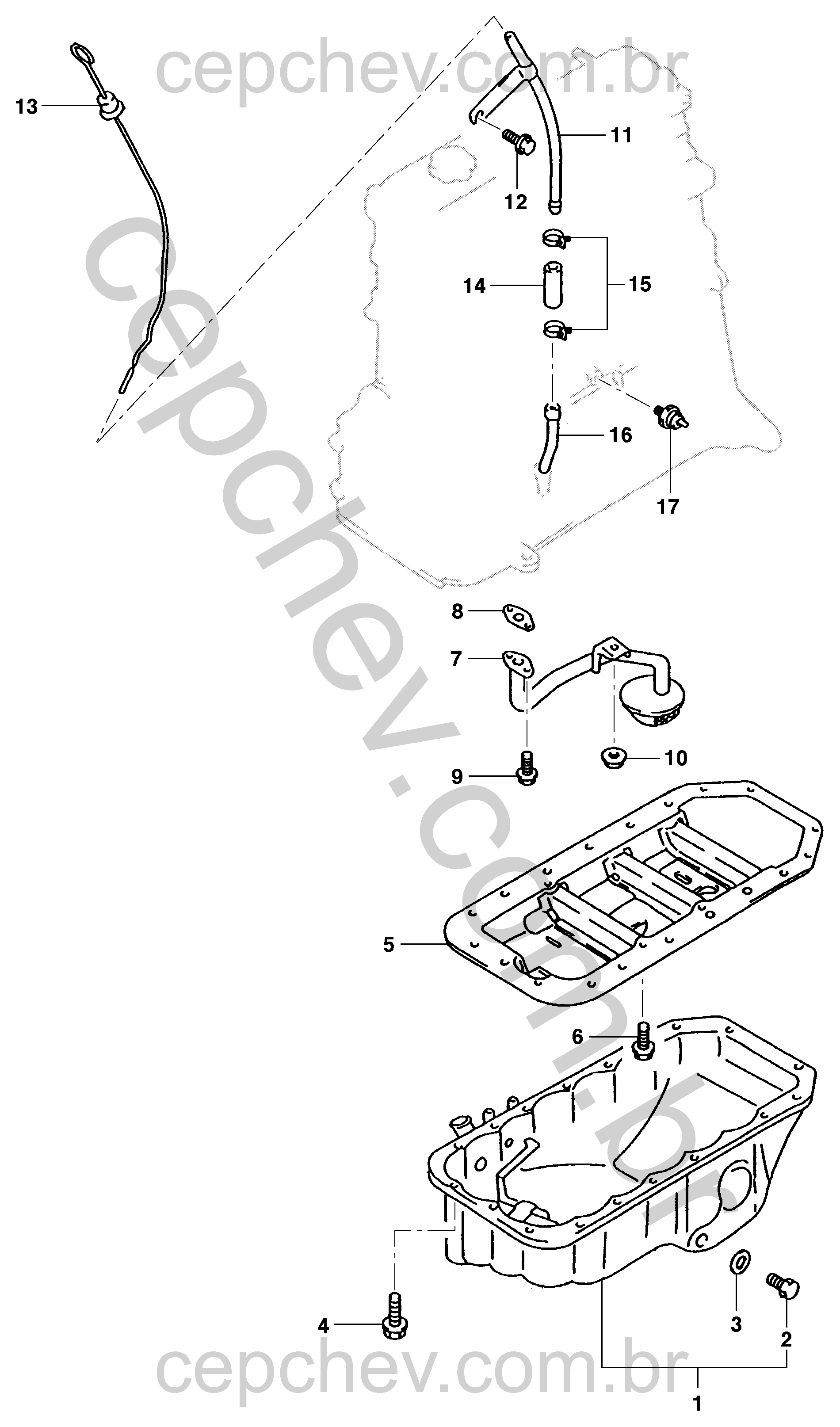 Cárter de óleo e componentes do motor diesel (2001)