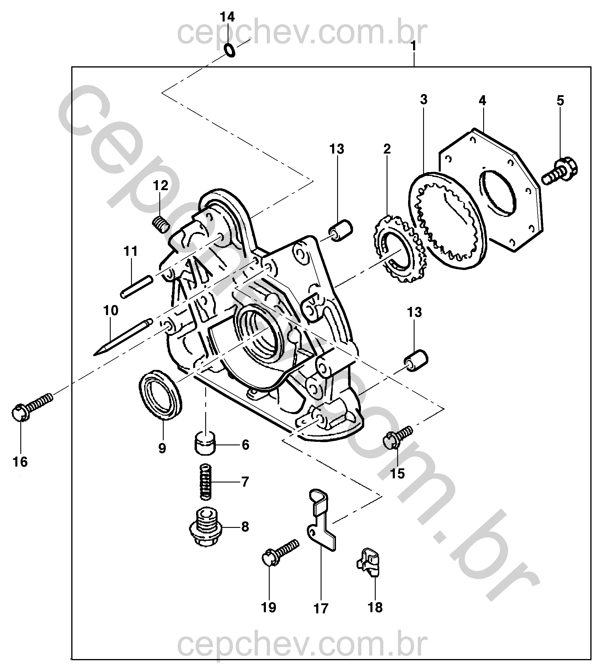 Bomba de óleo para motor diesel (2001) com componentes de vedação e suporte