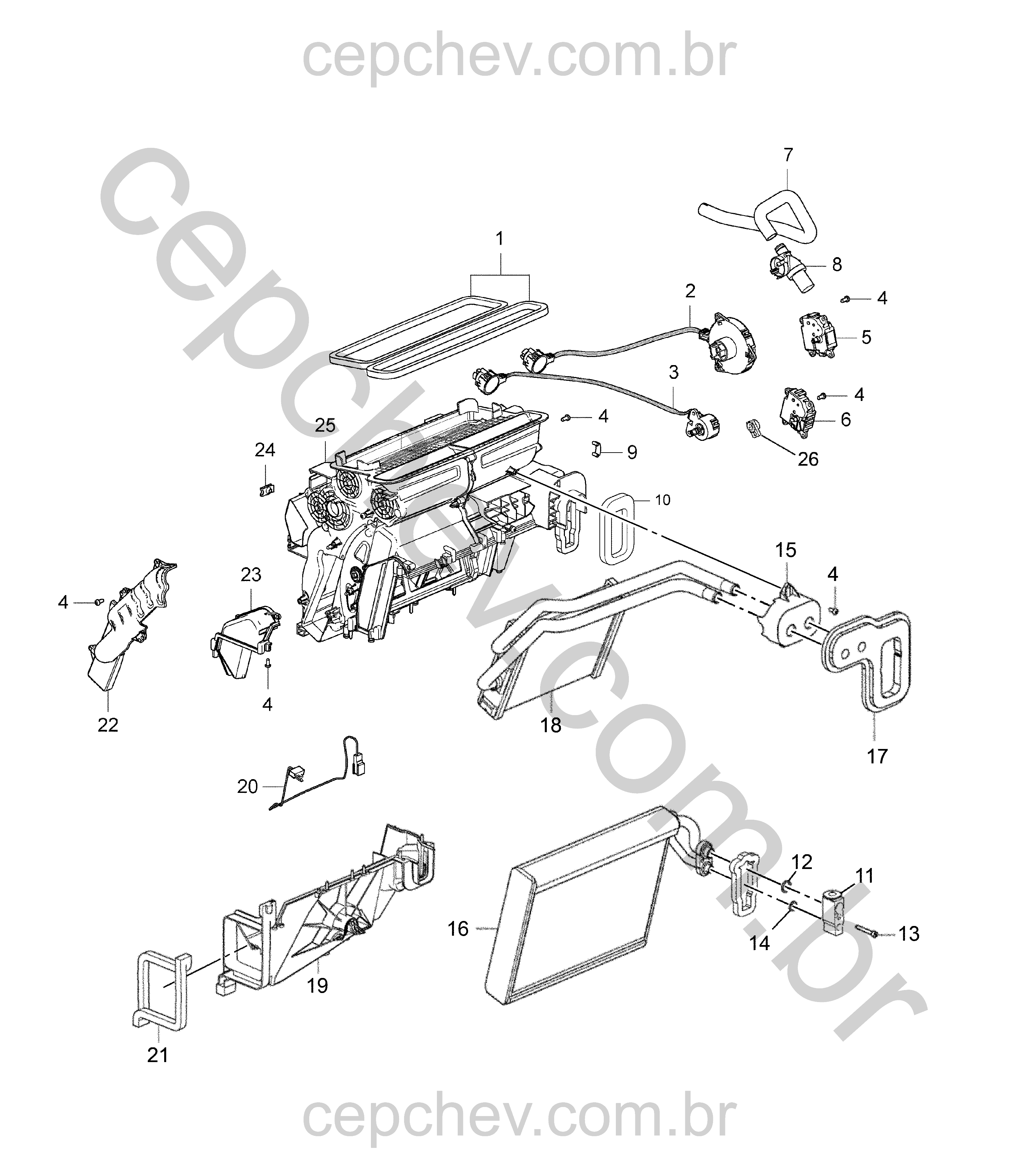 Conjunto controle ar-condicionado e aquecedor (2013–2016)
