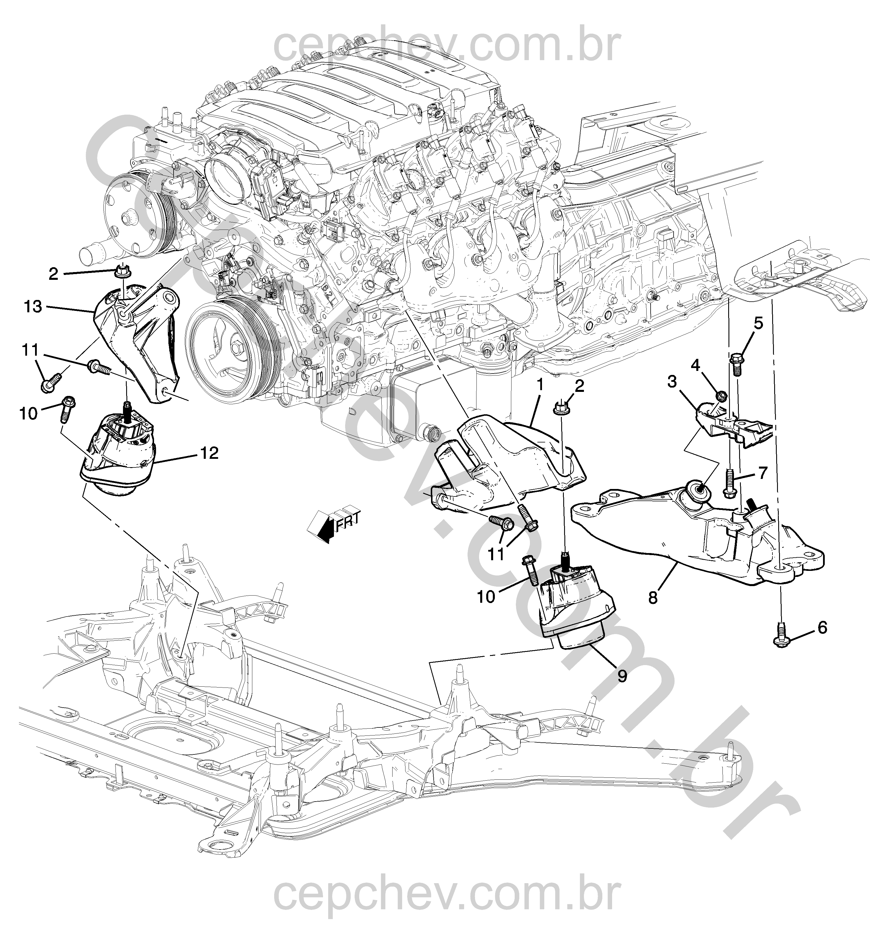 Montagem motor e transmissão LT1 6.2-7 automático MF6