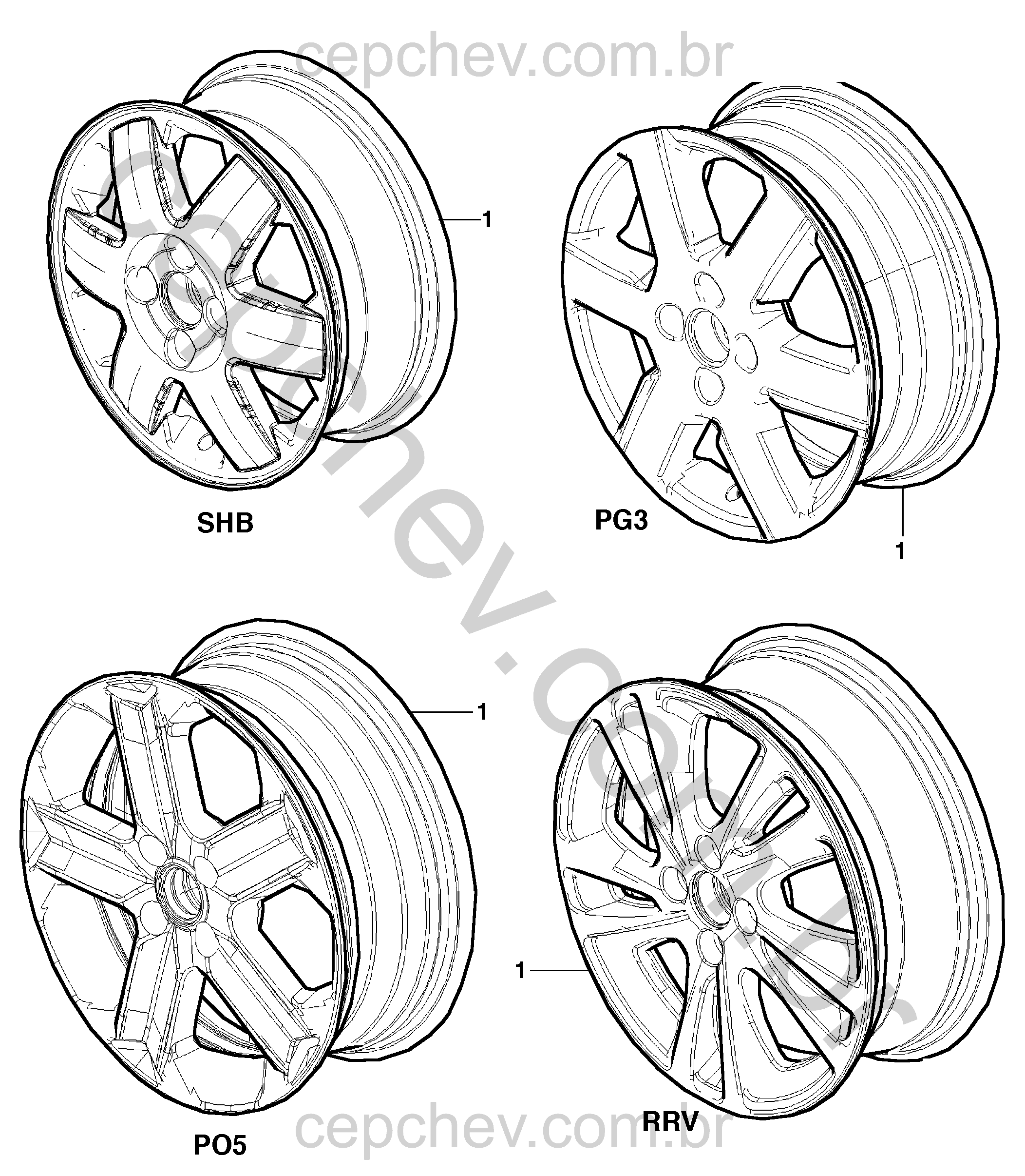 Rodas liga leve dianteira e traseira (14x5,5 a 16x6)