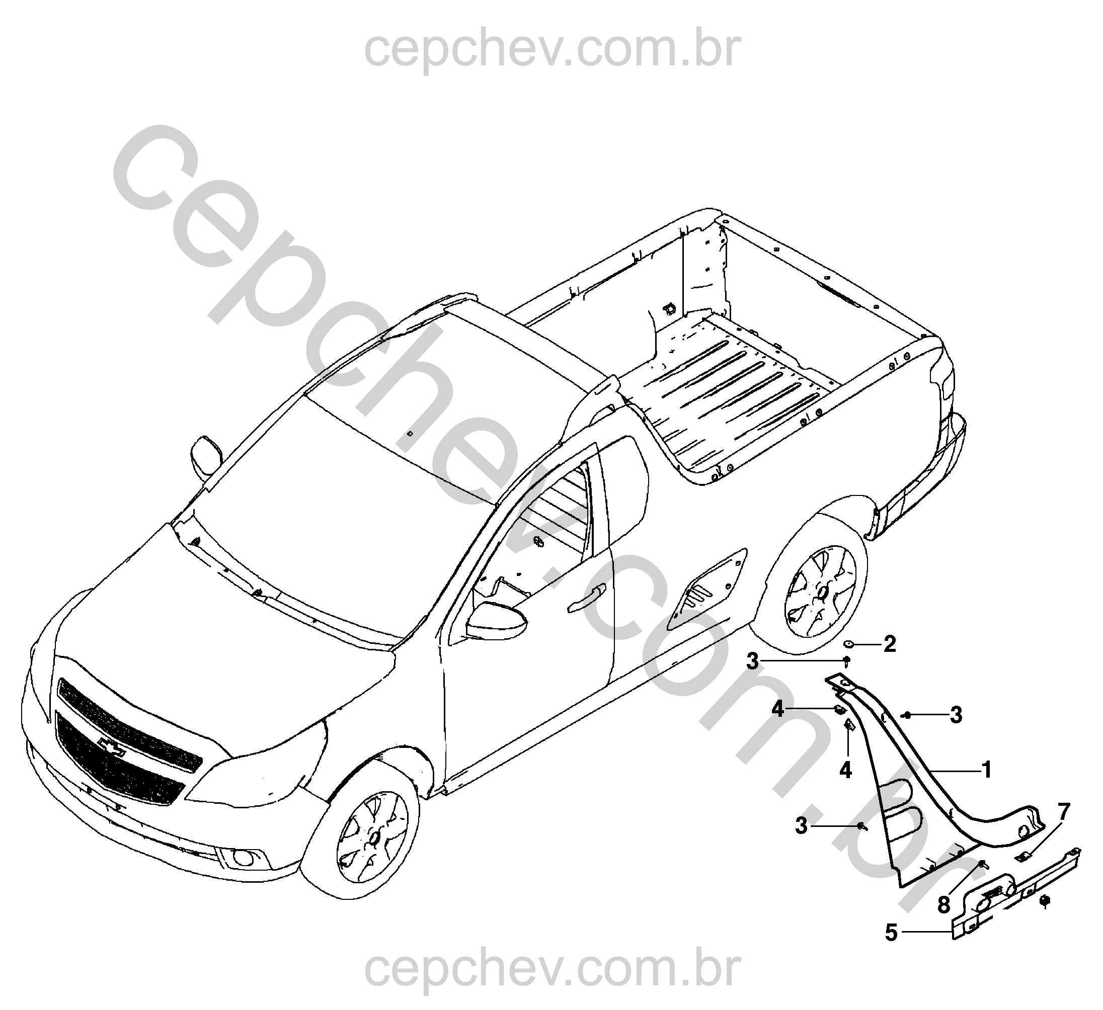 Molduras e peças da carroceria lateral (LHD) (2011–2021)