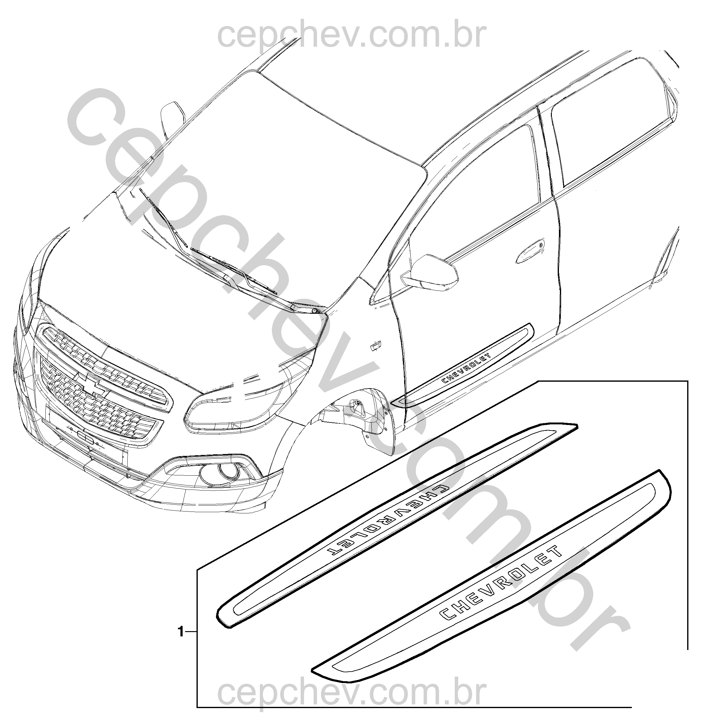 Pacote de acessórios para soleira da porta lateral dianteira
