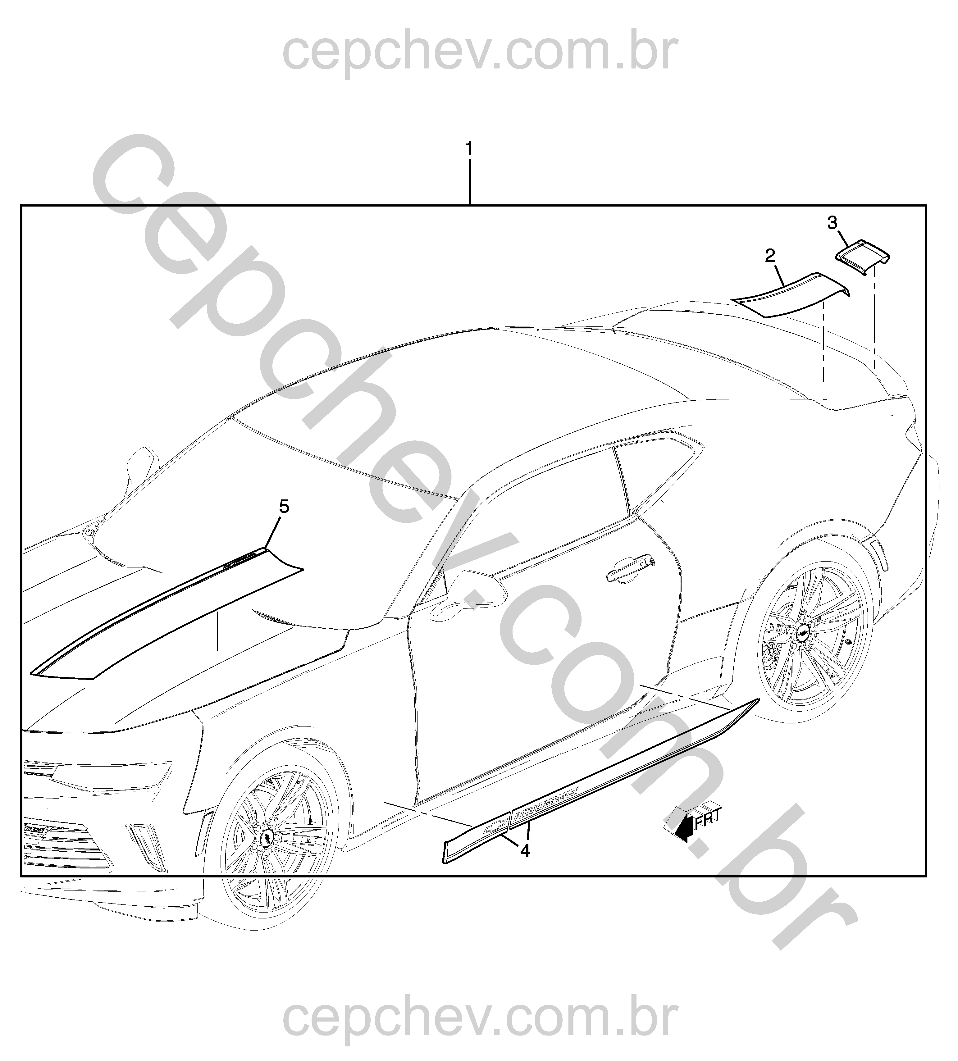 Faixas e carroceria com decalques desempenho V6 (2016–2018)
