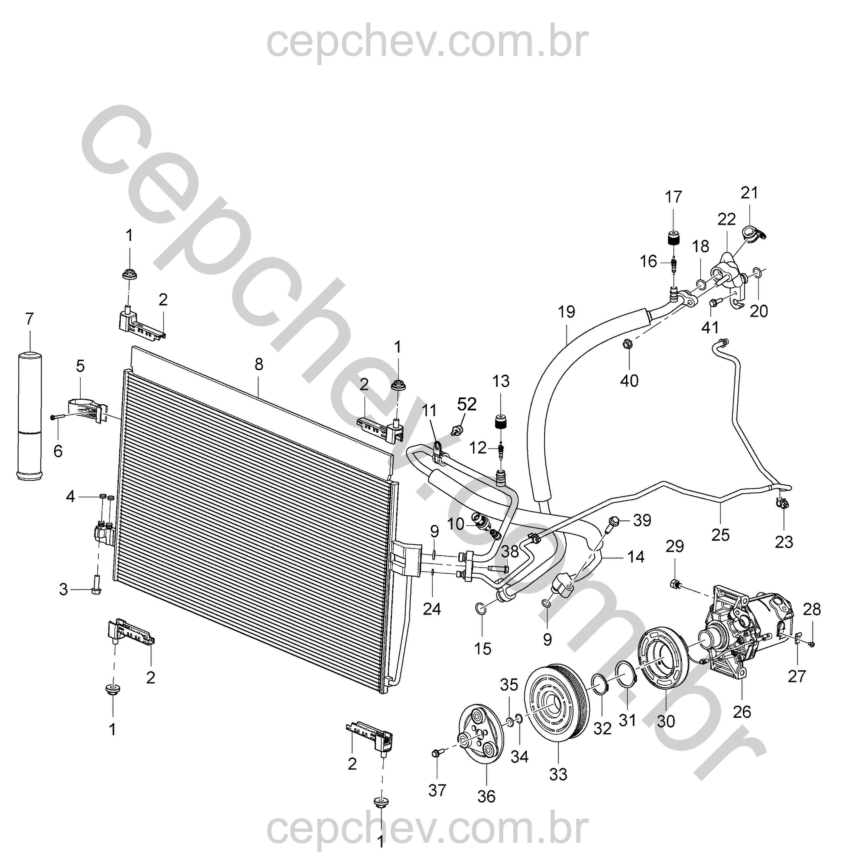 Sistema de refrigeração do ar-condicionado com compressor e condensador (LCV)