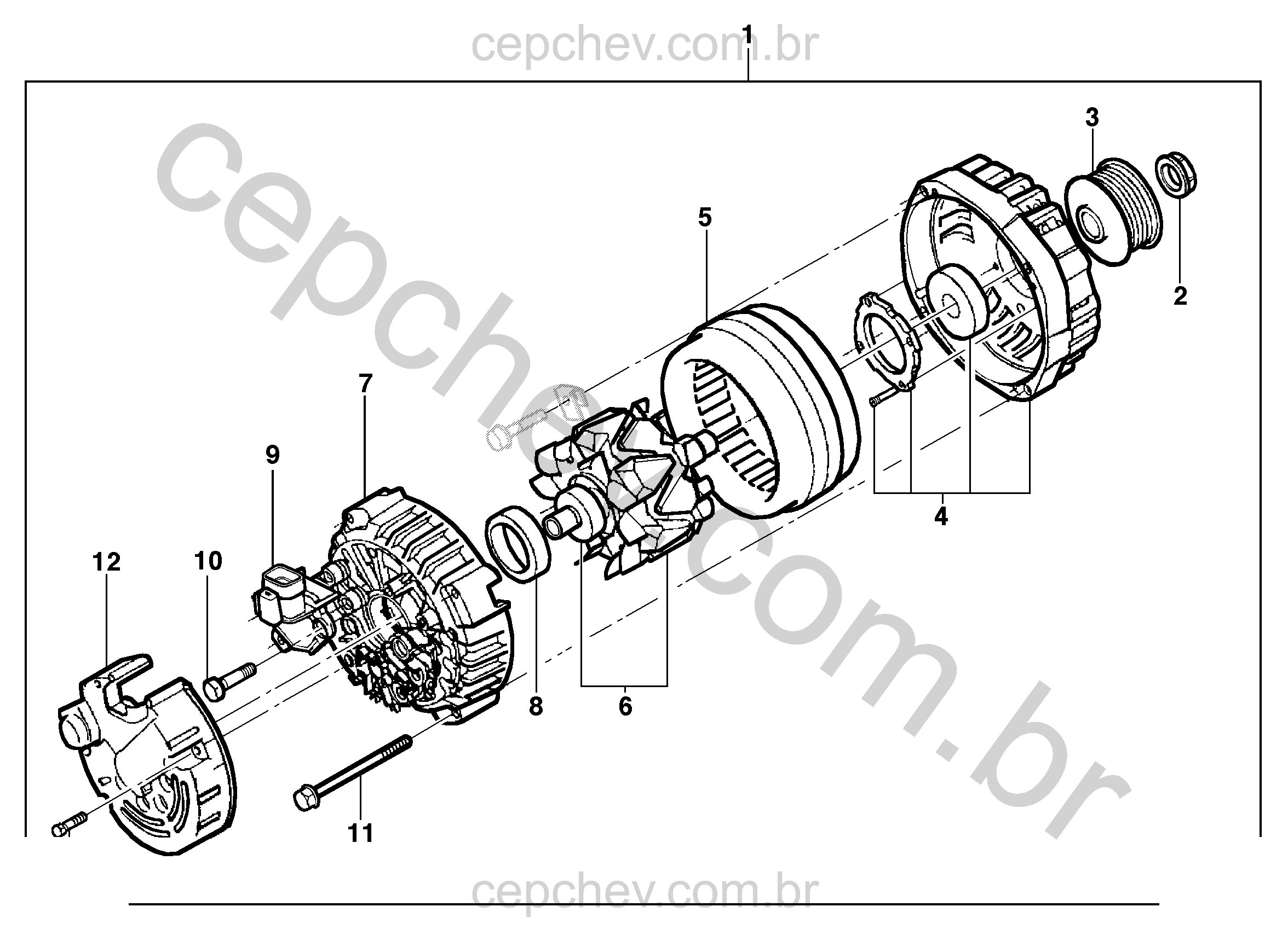 Conjunto alternador 60A e 90A (2009–2010) com peças completas