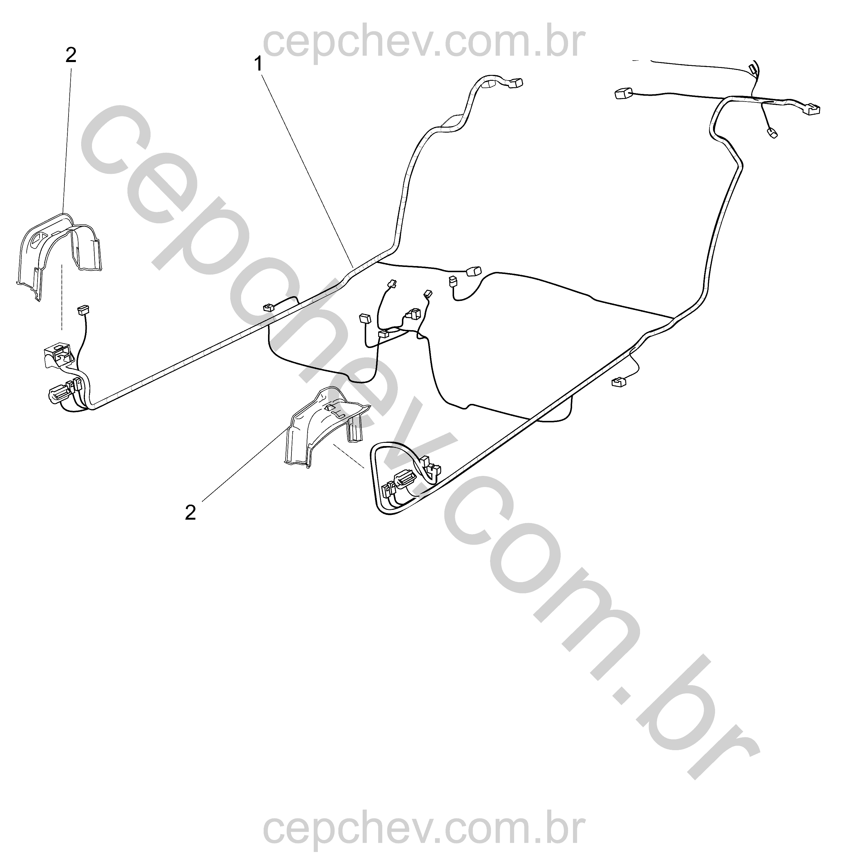 Chicote de fiação e fios da carroceria do compartimento de passageiros sedan