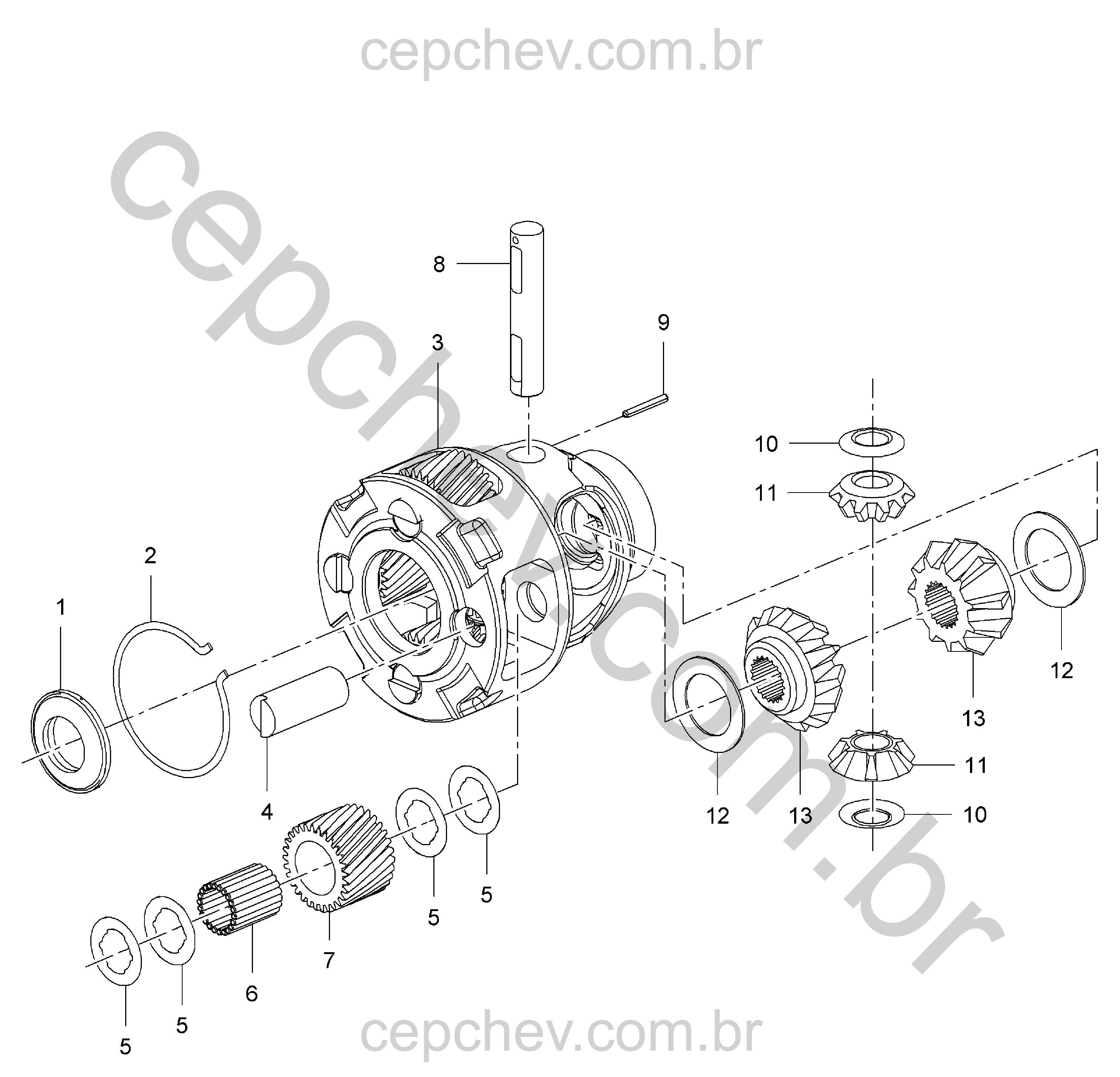 Transmissão automática e componentes do diferencial dianteiro frontal