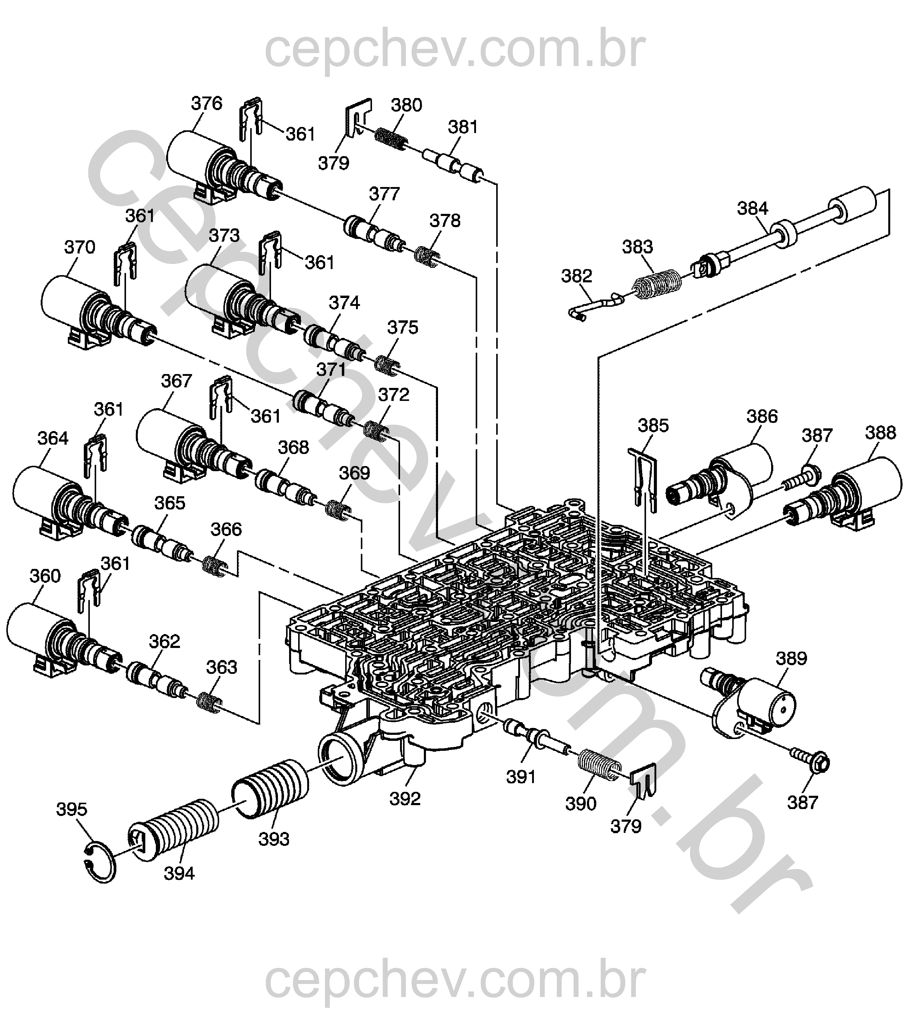 Transmissão automática (M5U) (8L90) conjunto válvula controle inferior