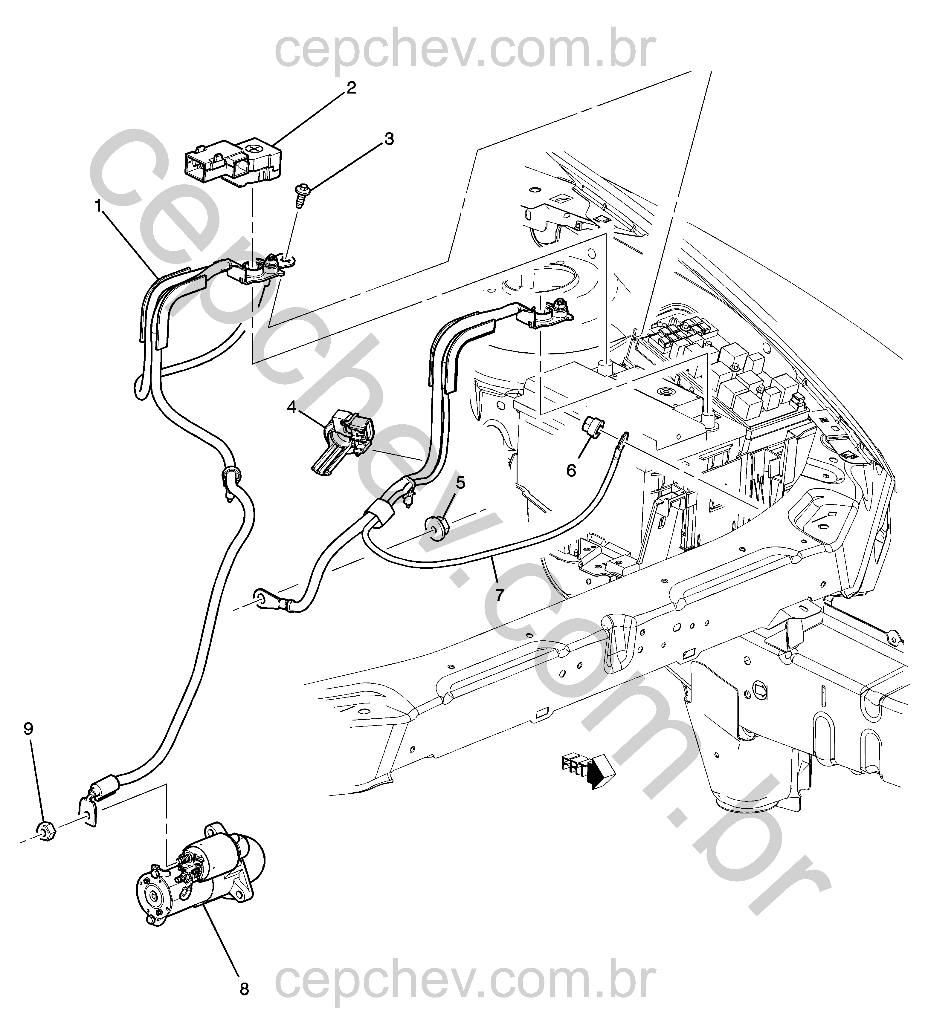 Cabos de bateria e terminais para motor partida (LE9/2.4V) (2011)