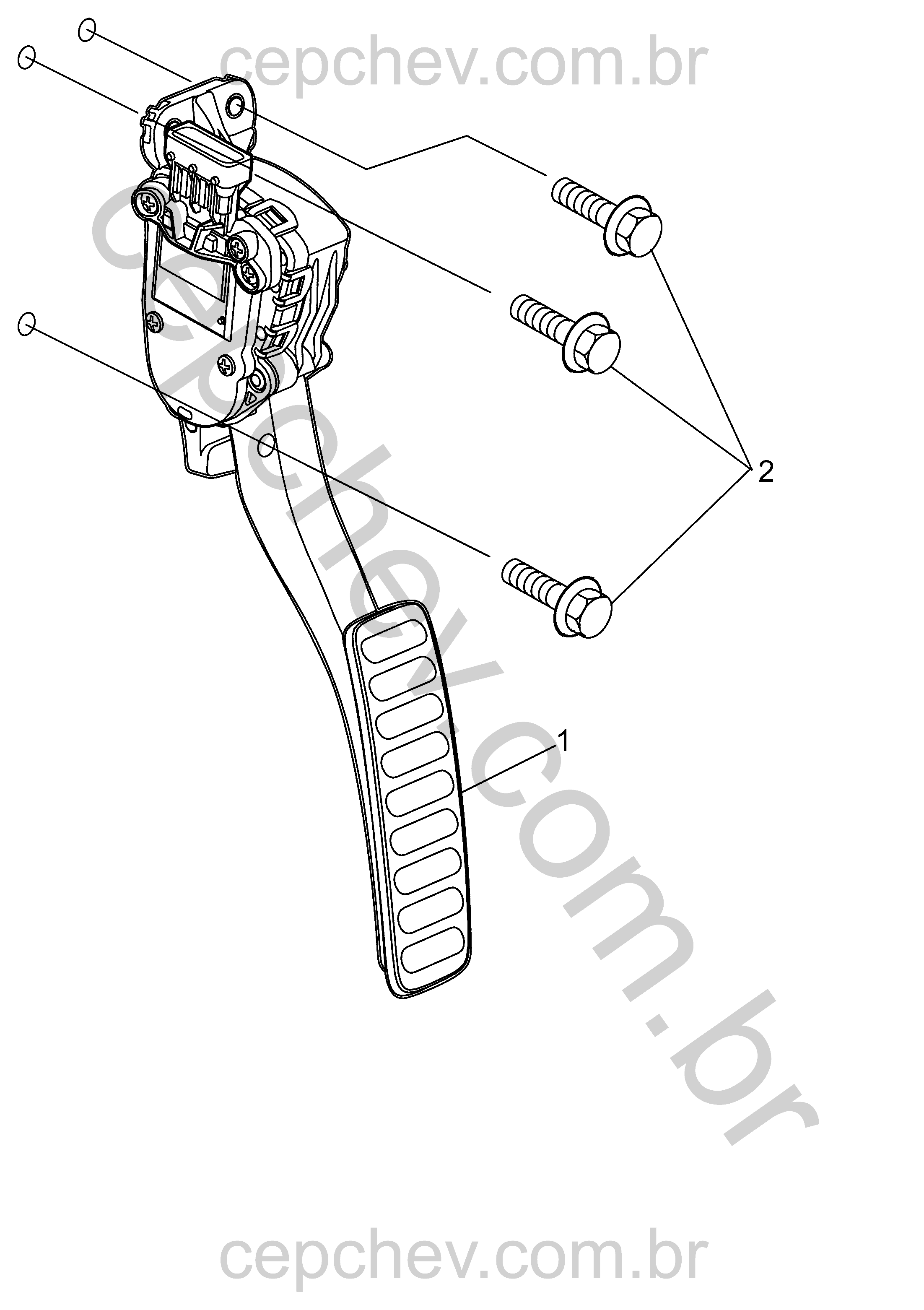 Pedal acelerador e controle com suporte e parafusos essenciais