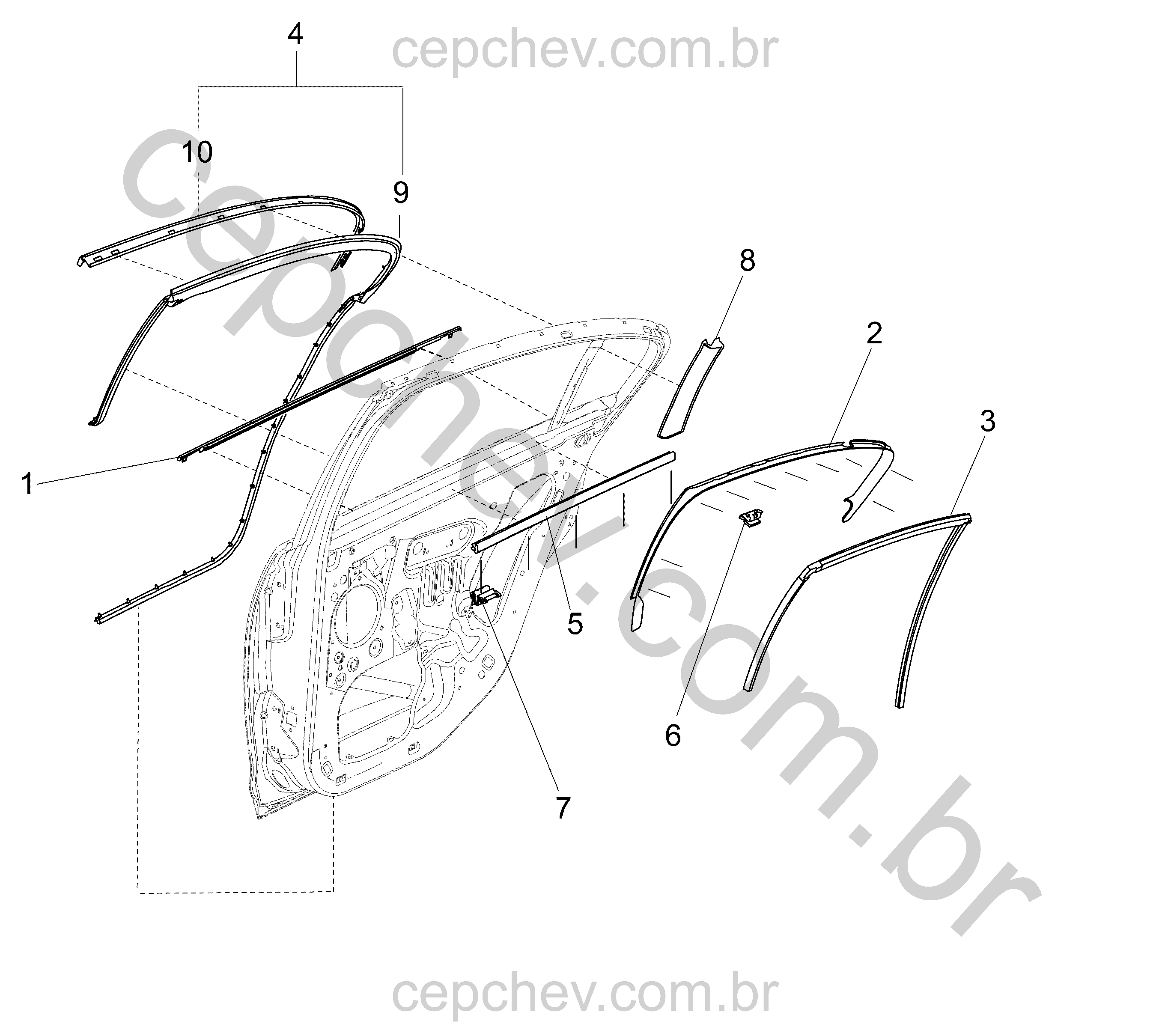 Porta traseira com moldura e vedação para lateral (Ônix)