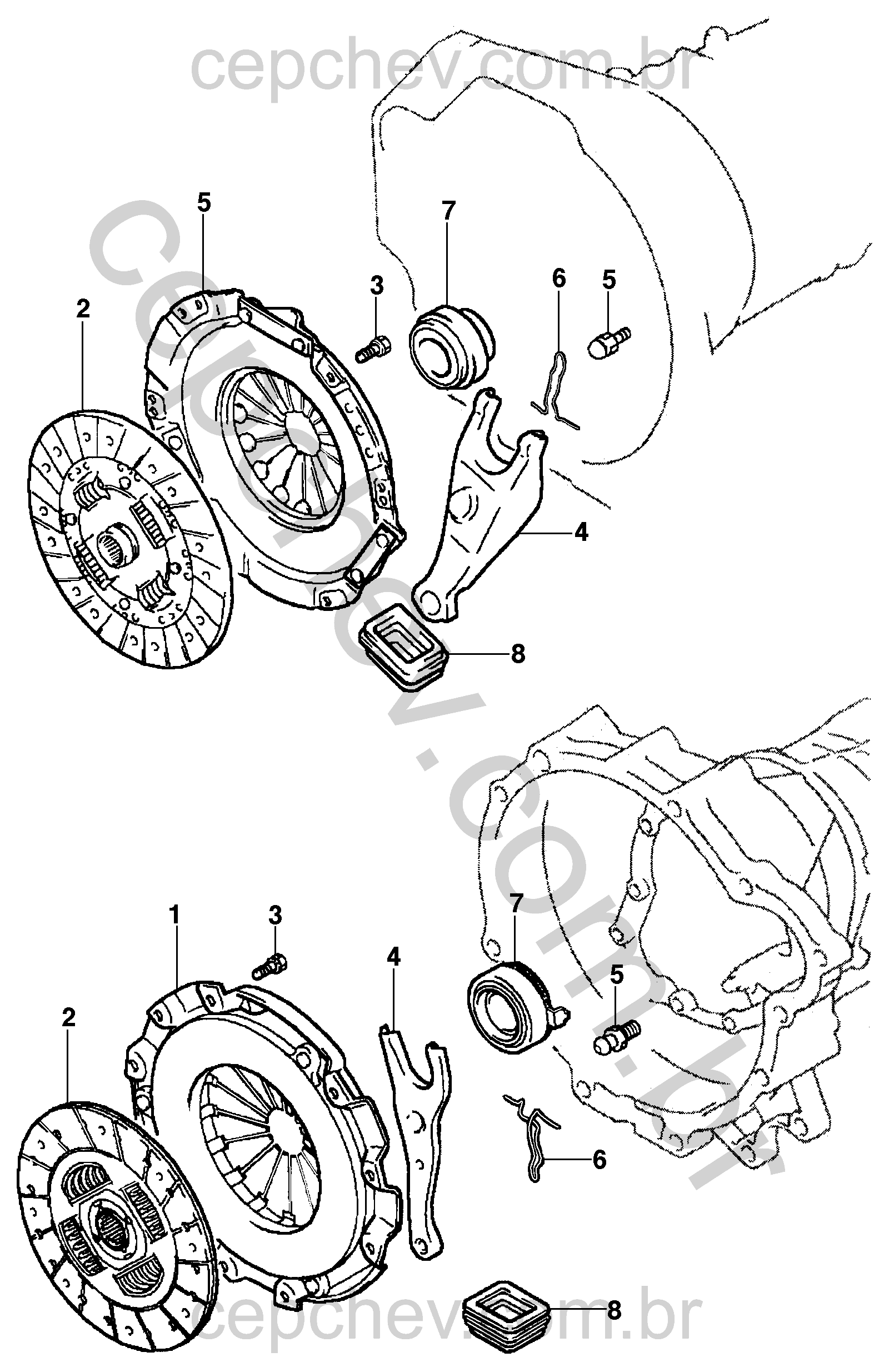 Embreagem para motores diesel e gasolina com componentes essenciais
