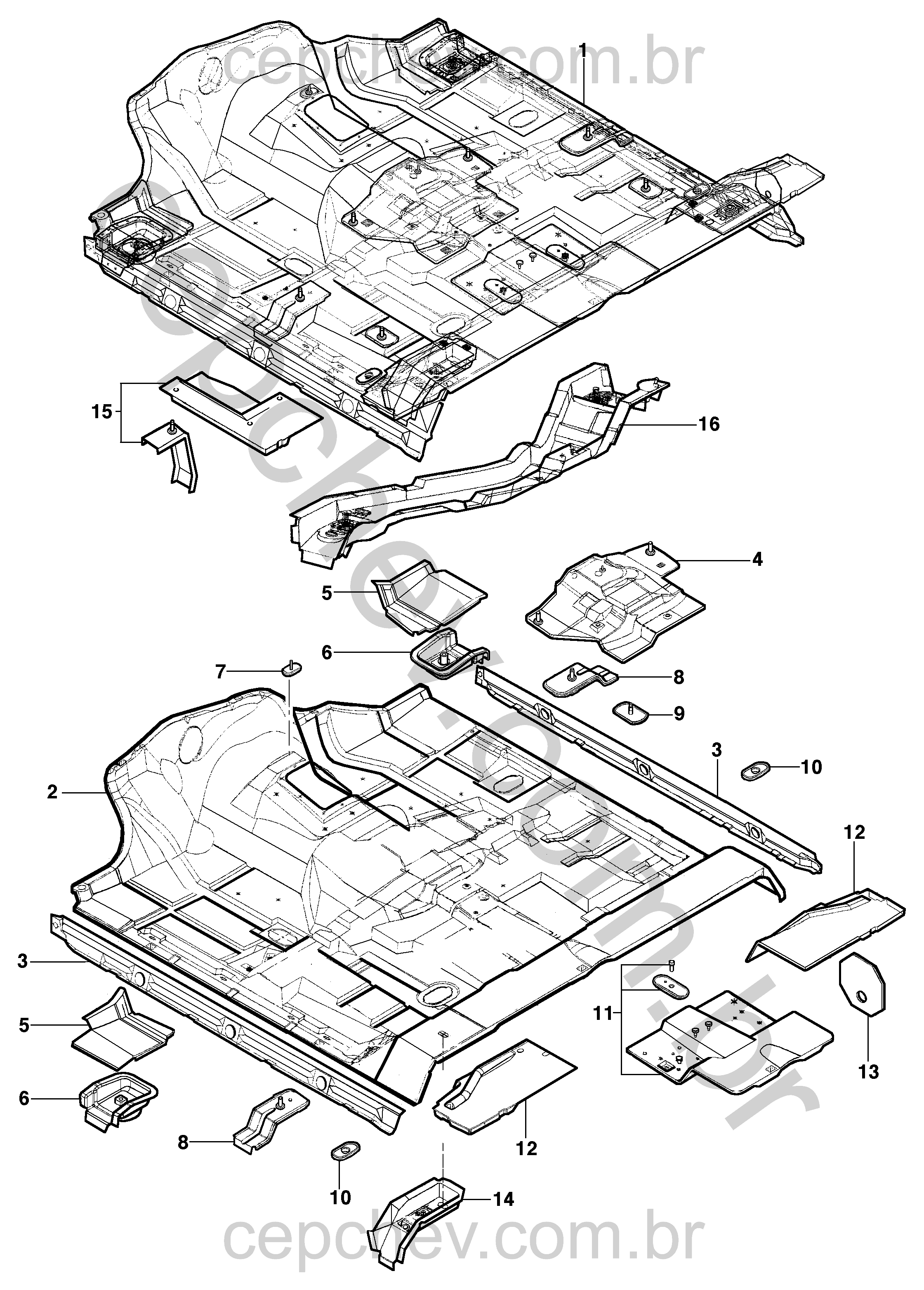 Assoalho para pick-up cabine simples e estendida