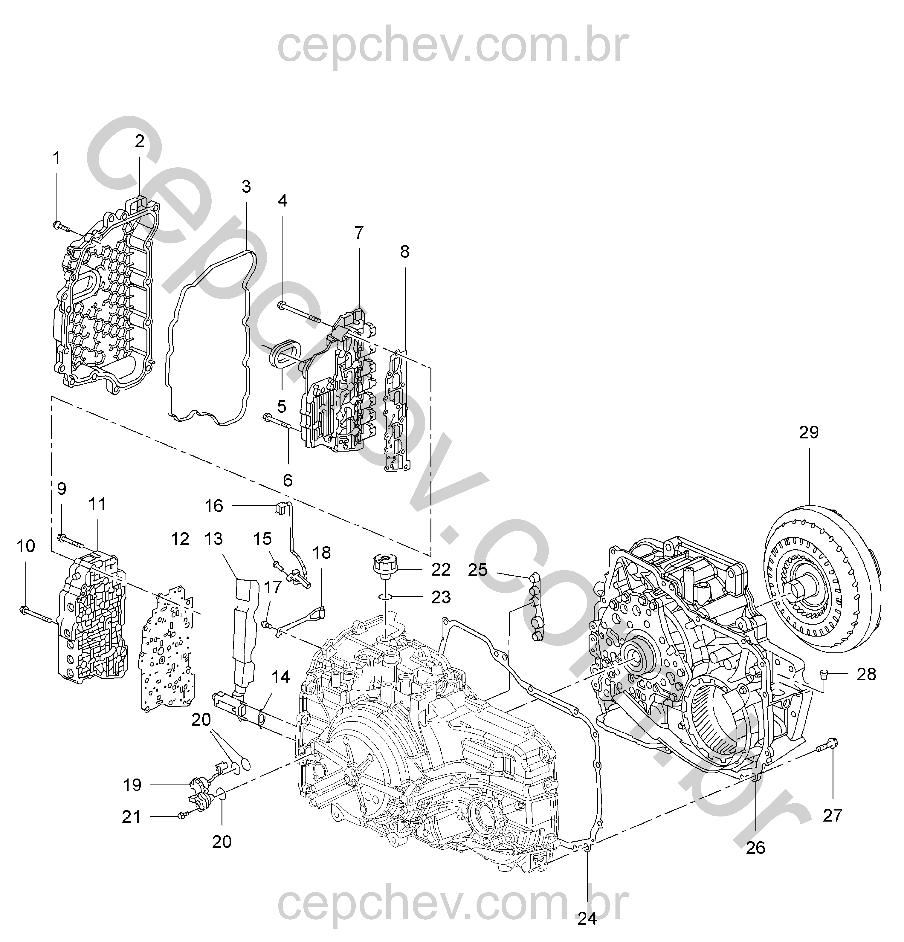 Transmissão automática partes associadas e conversor de torque (MH9)