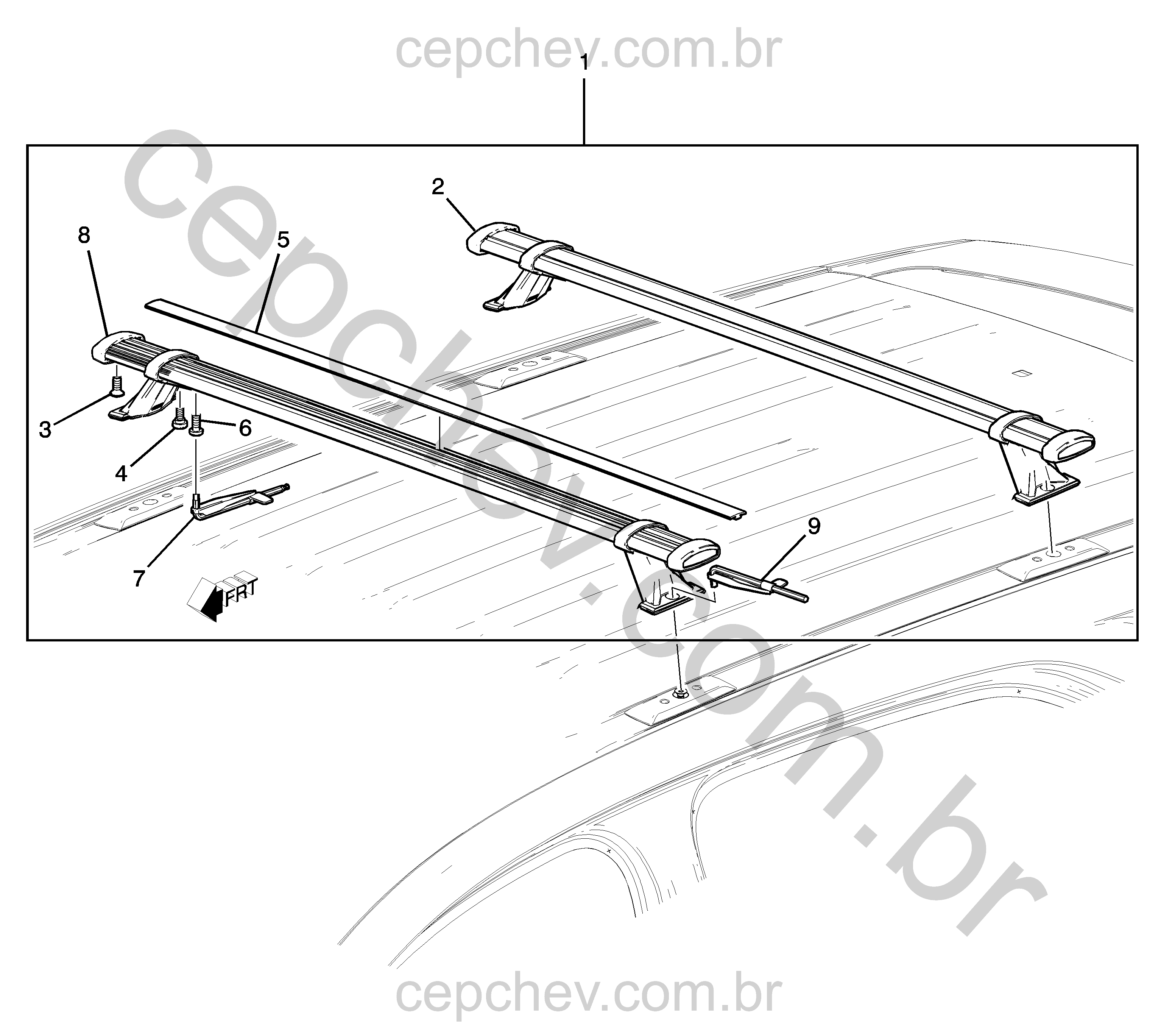 Pacote pista e cruzeta suporte para bagagem com trilhos e acessórios