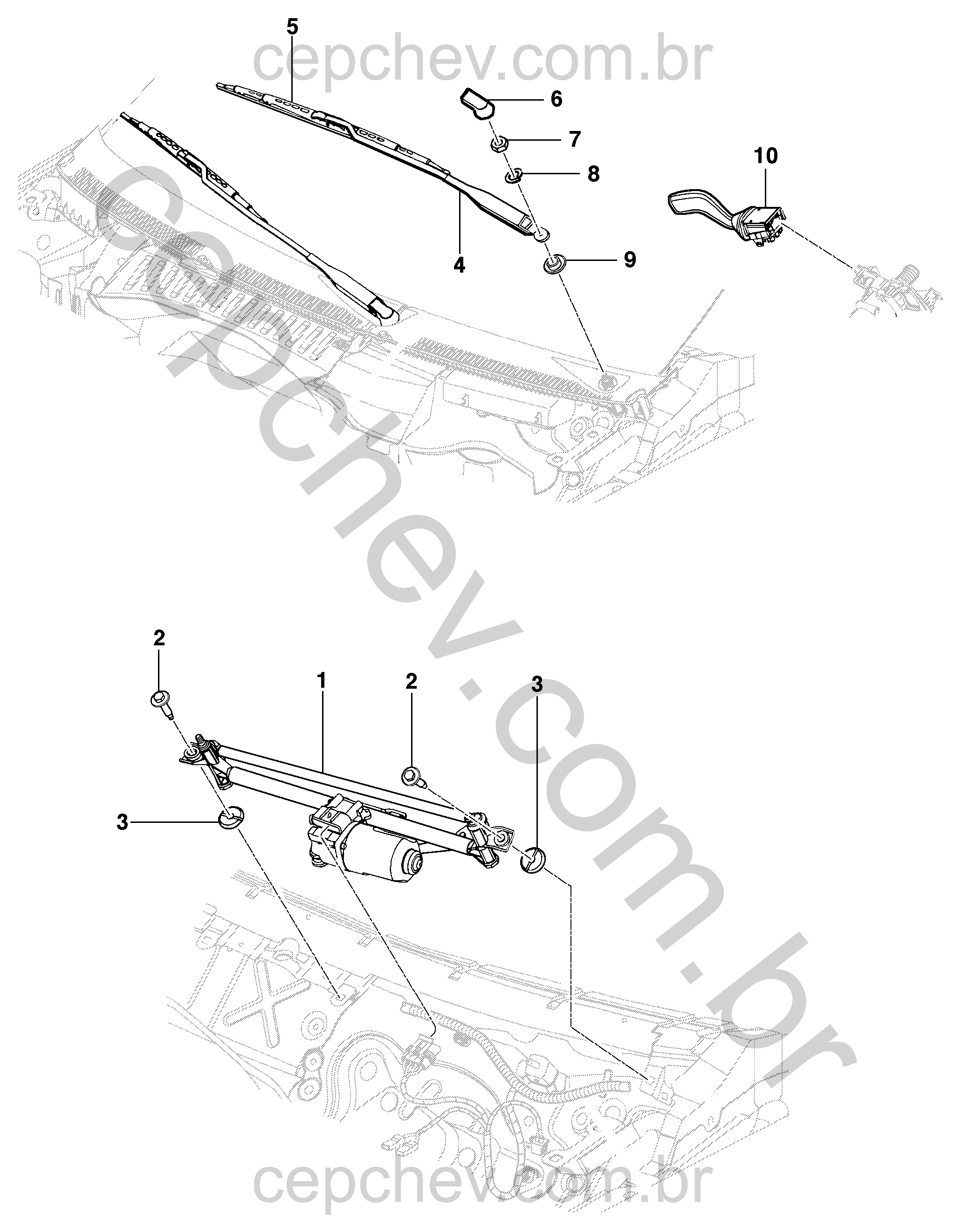 Sistema do limpador do para-brisa para sedan, hatch e pick-up