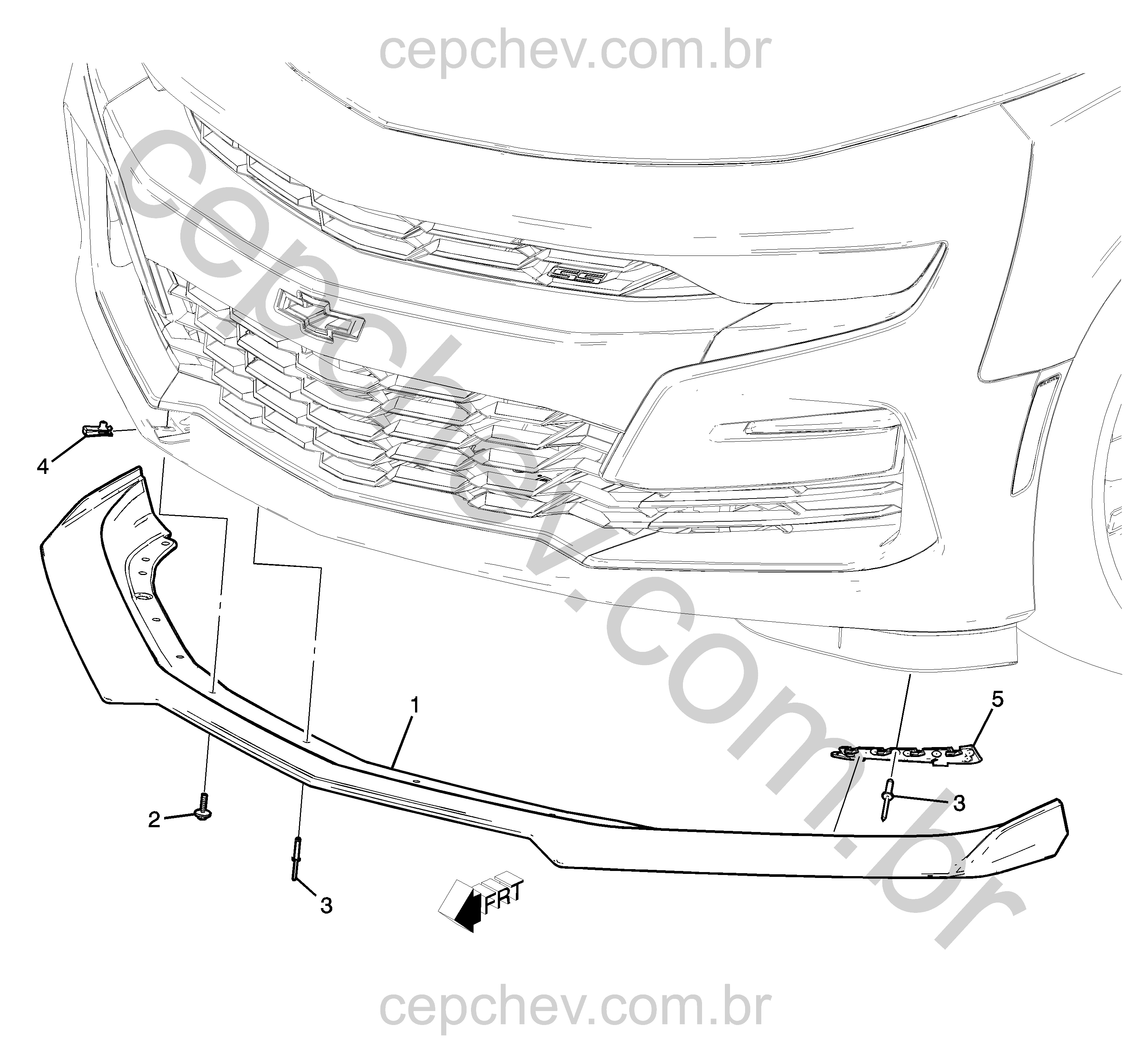 Para-choque dianteiro e aerofólio (2019–2024) com suporte e cobertura completa