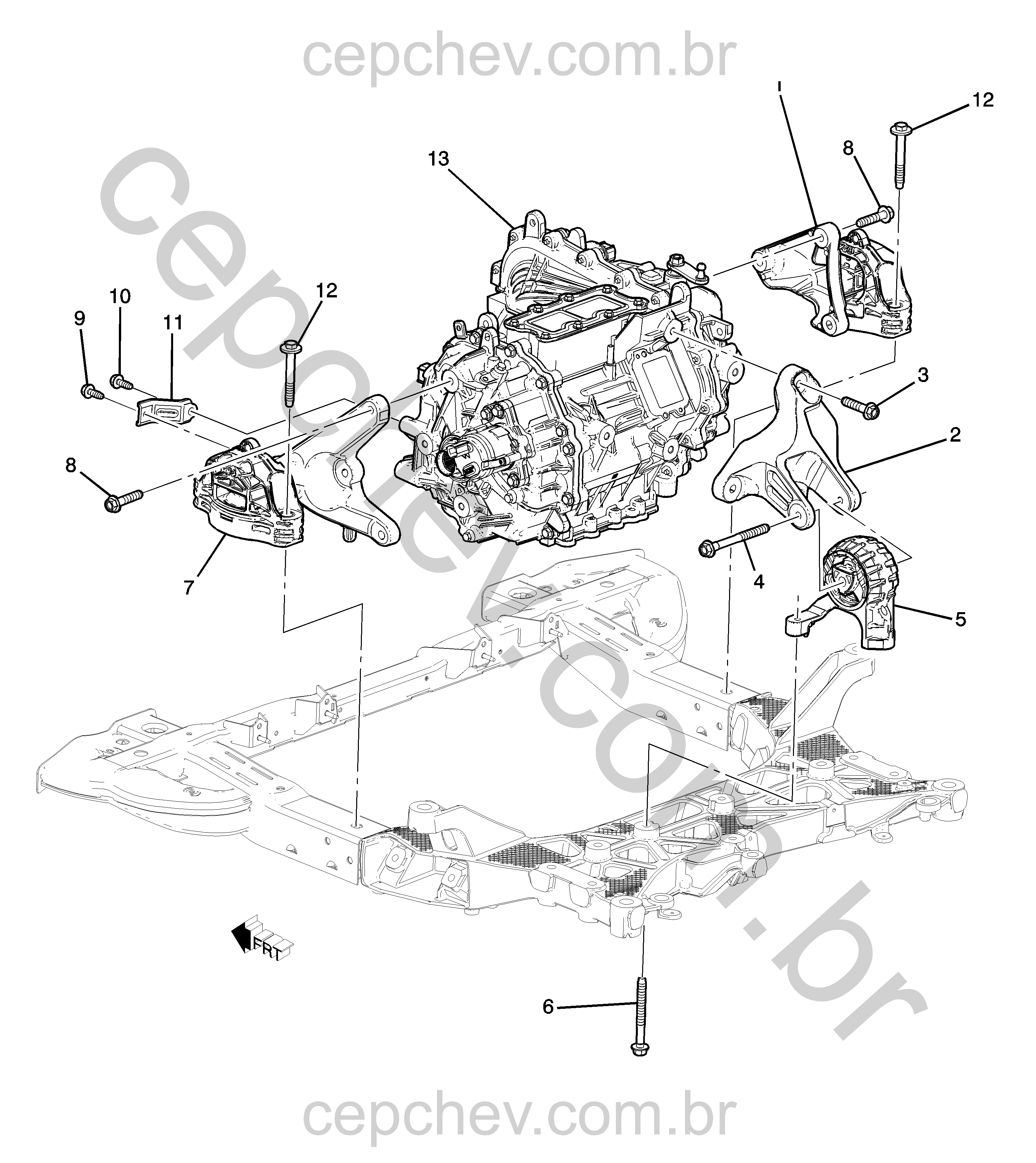 Fixação e suporte do motor acionador (2022–2023) F48