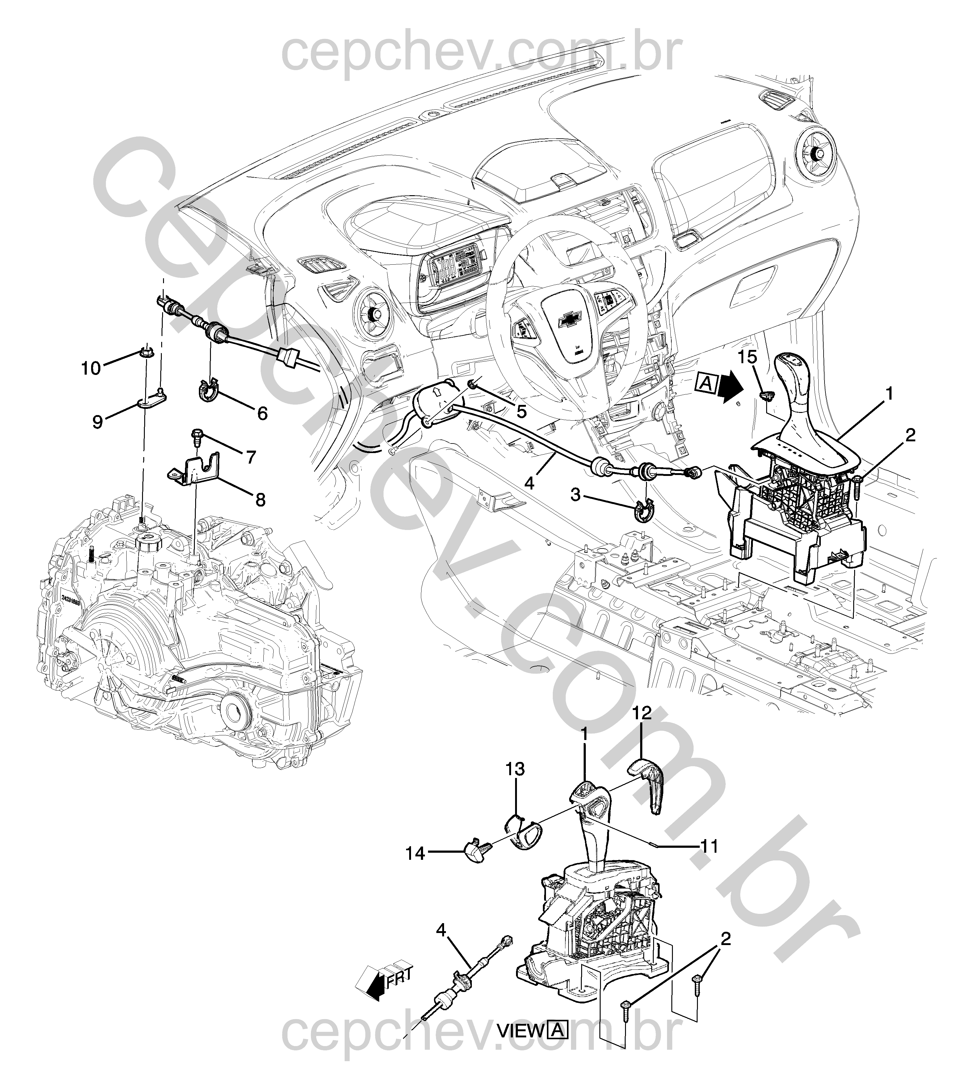 Controle e alavanca de seleção da transmissão automática (2015)