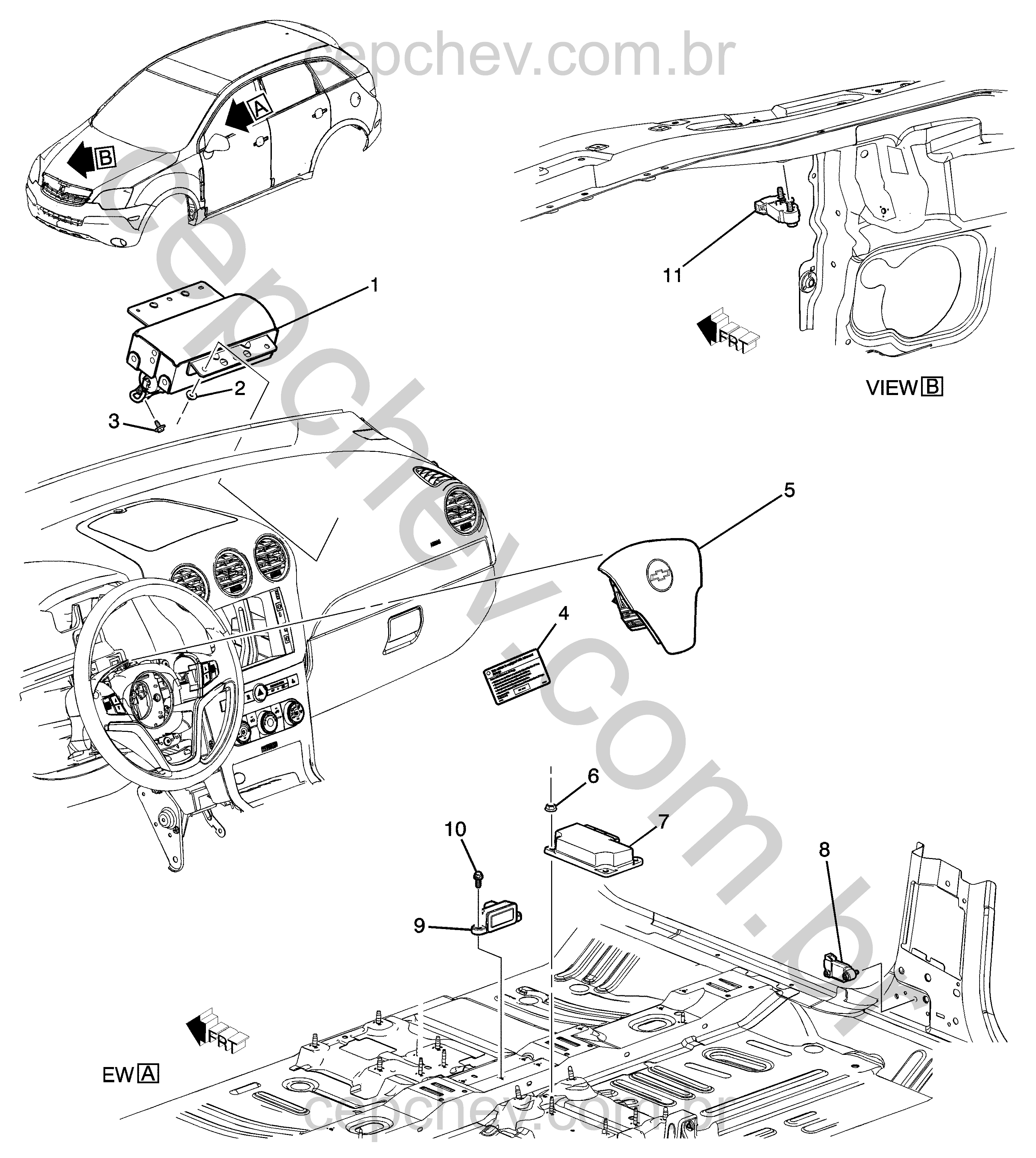 Sistema airbag motorista e passageiro (2011–2017) LF, LR26