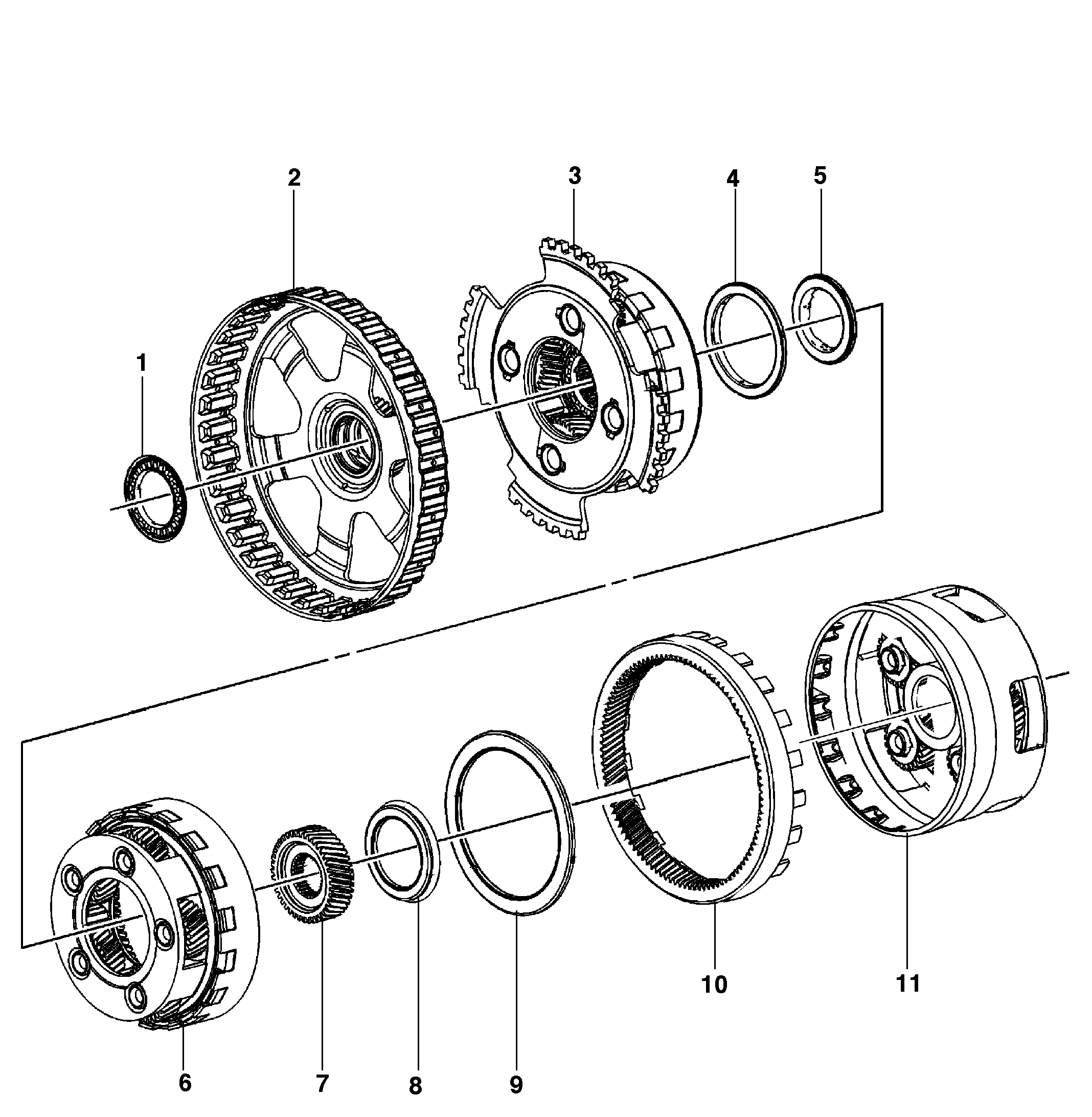 Transmissão automática com engrenagens de entrada, saída e reação (Ø35 mm)