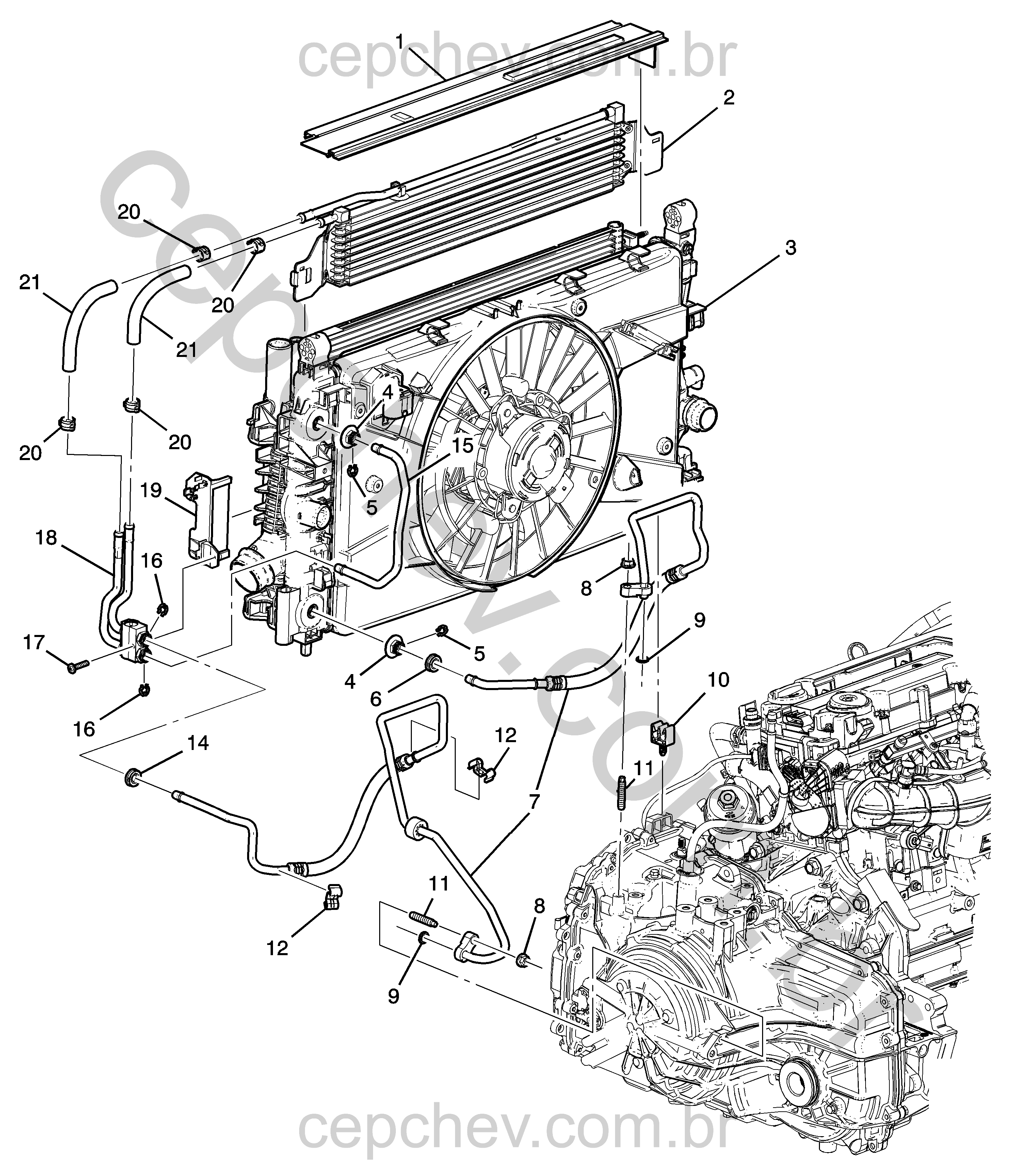 Tubo e resfriador do fluido da transmissão automática (MH9)