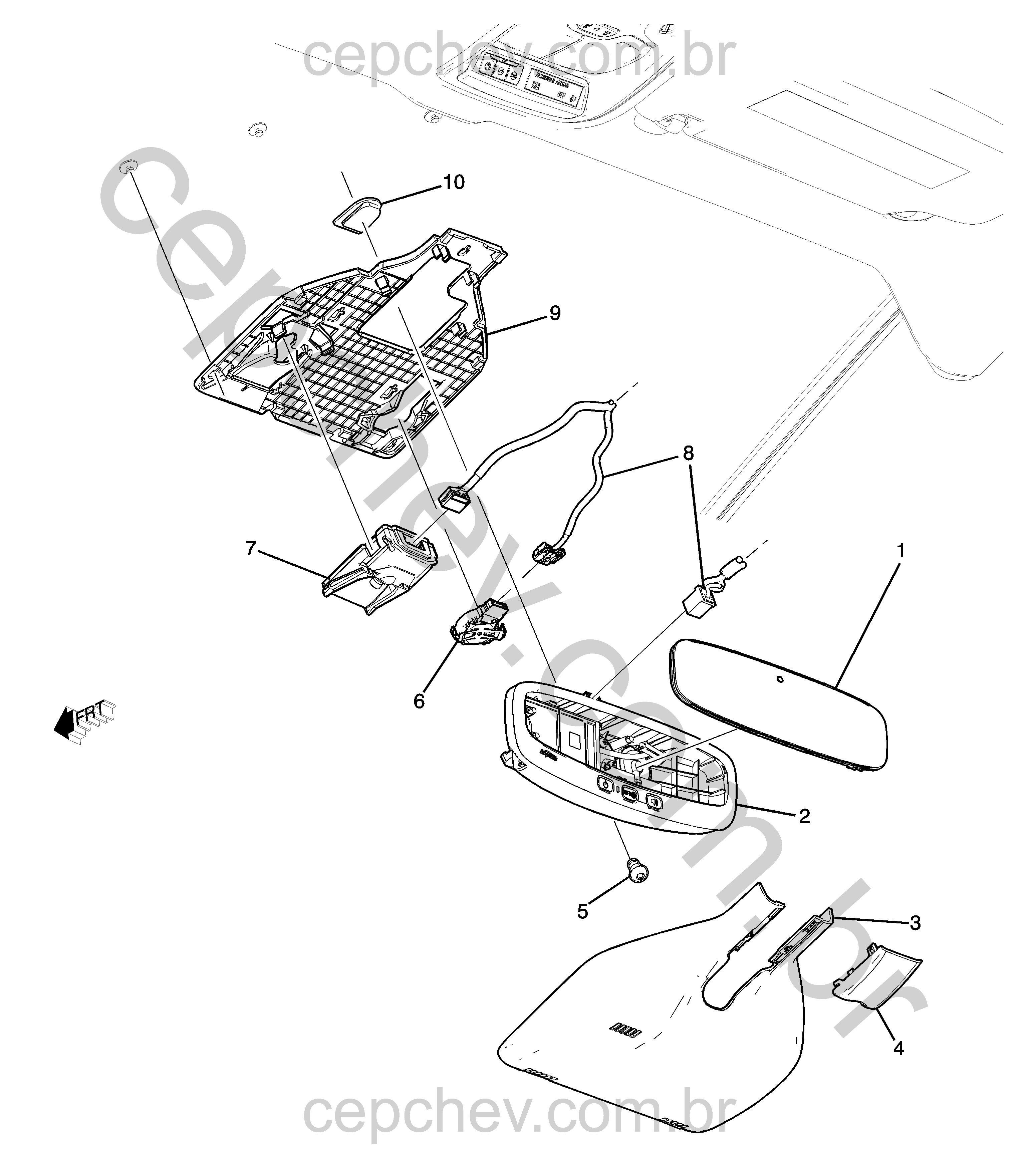Espelho retrovisor interno automático com sensor e módulo (2017–2021)