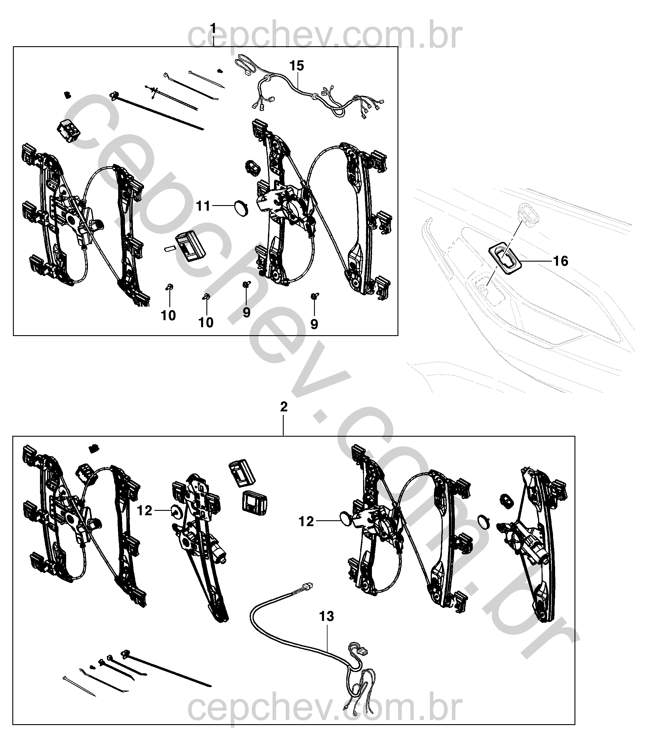 Pacote acessórios para vidros elétricos (2011–2014) CG, CH, CI48