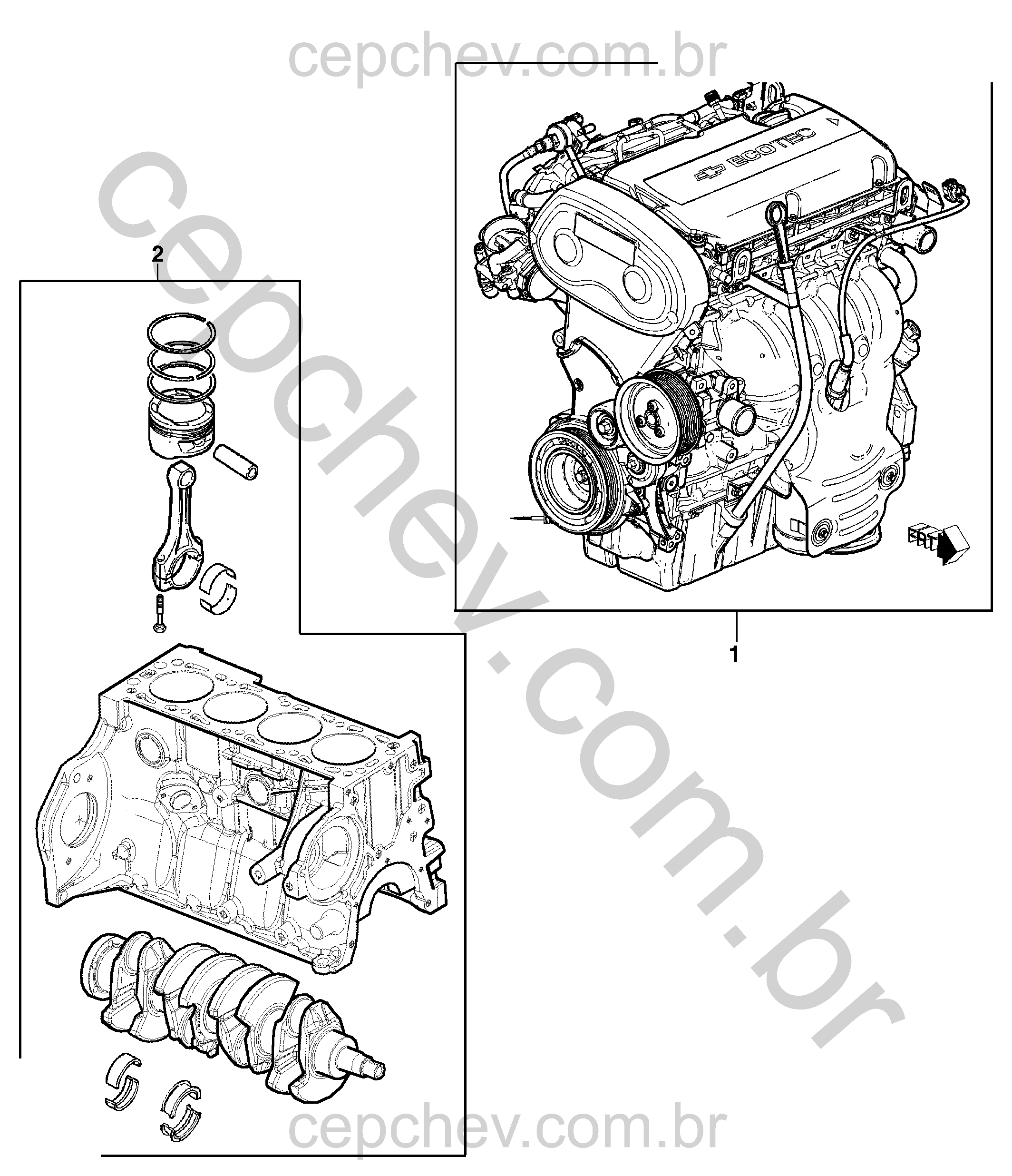 Conjunto motor e motor parcial 1.8 (2014)