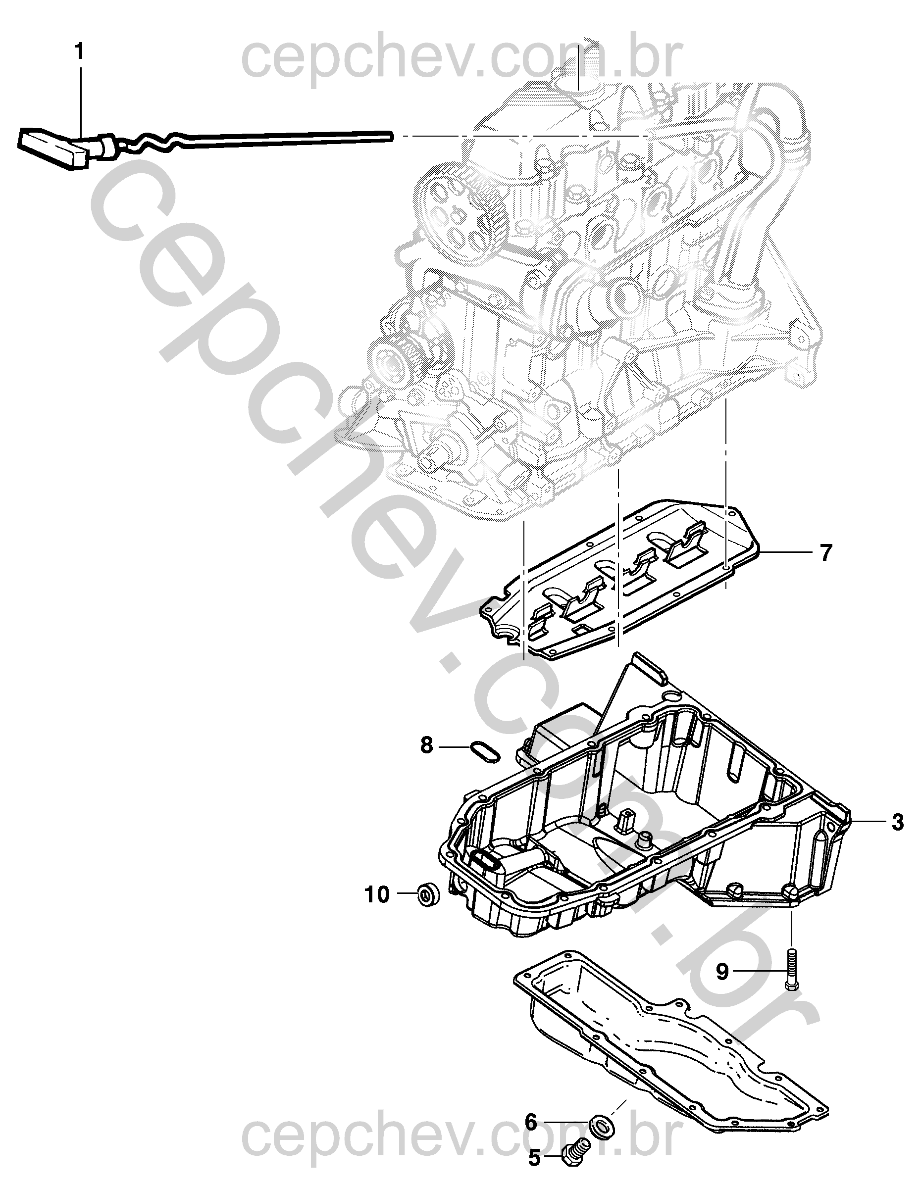 Cárter de óleo e peças relacionadas para motor LP8 com vedação e dreno