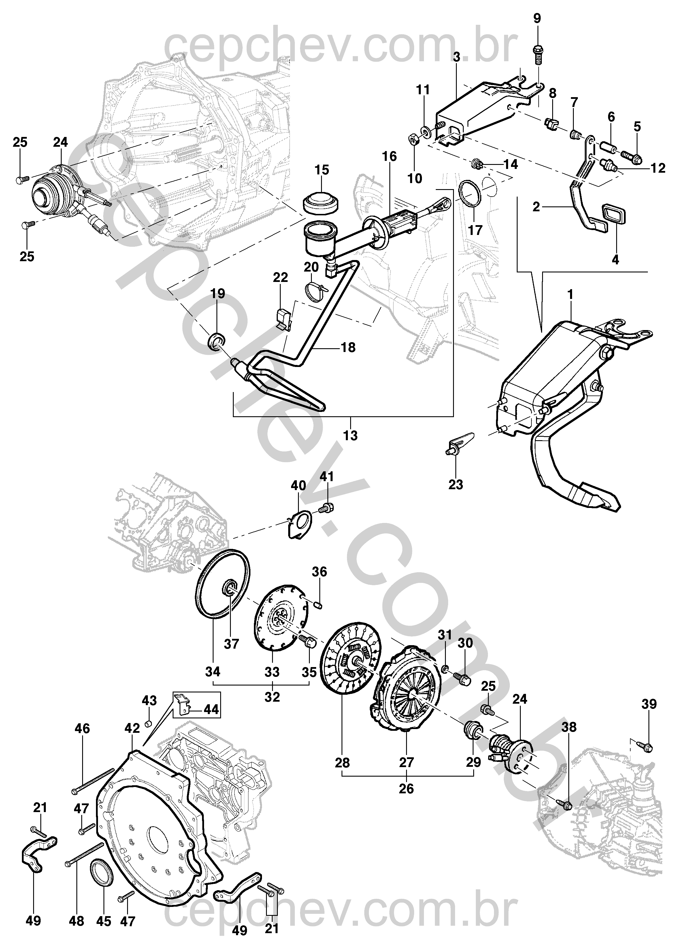 Embreagem e componentes do motor LJ6/LLK/L35/LG3/LW9