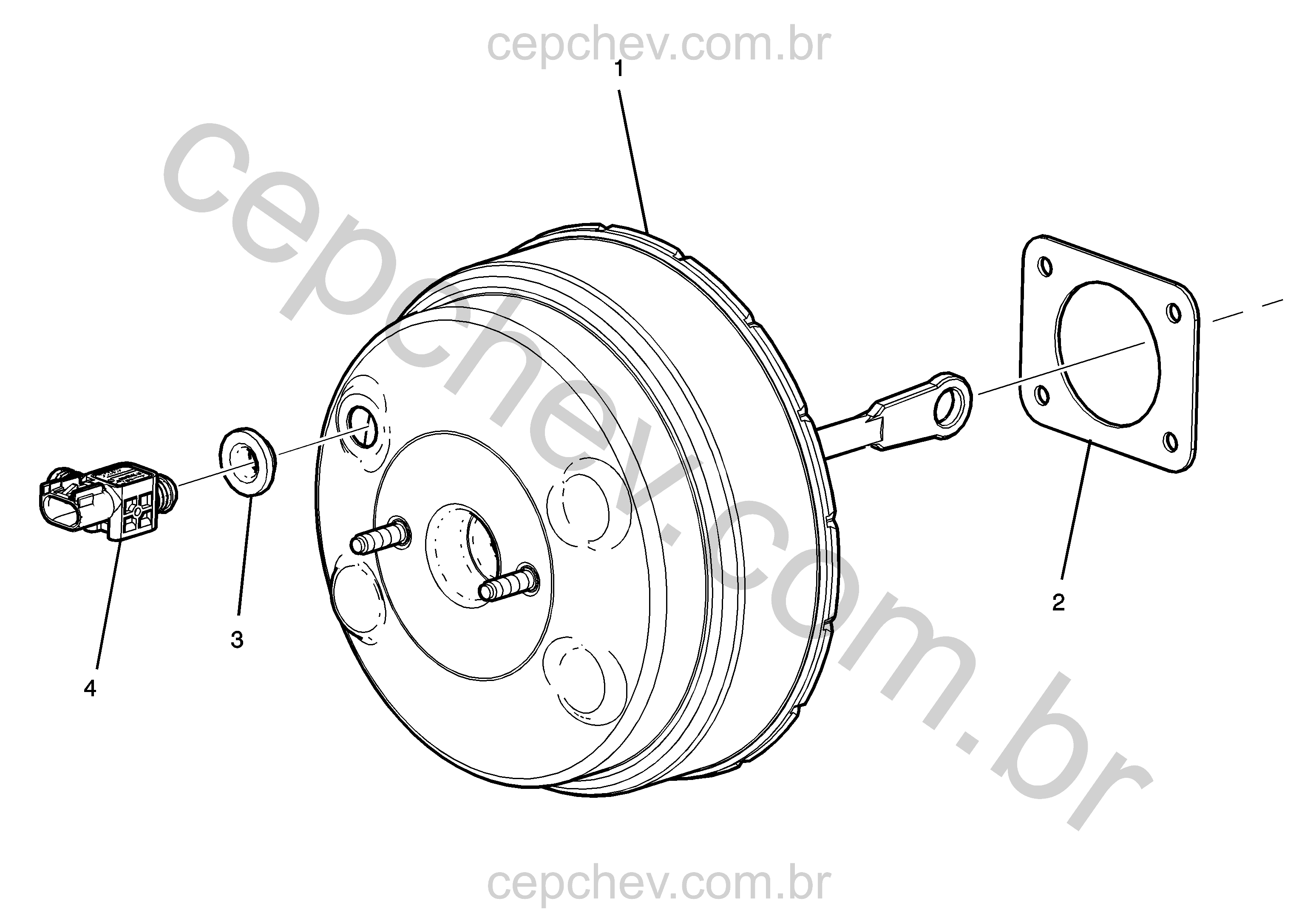 Servomotor do freio (2011) e componentes do sistema de vácuo hidráulico